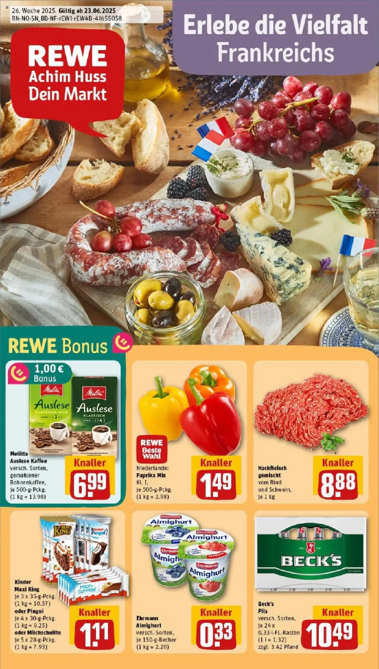 Rewe prospekt Hannover	 - gültig ab dem 22.06.2025 | Seite: 1 | Produkte: Melitta, Ehrmann almighurt, Paprika, Hackfleisch
