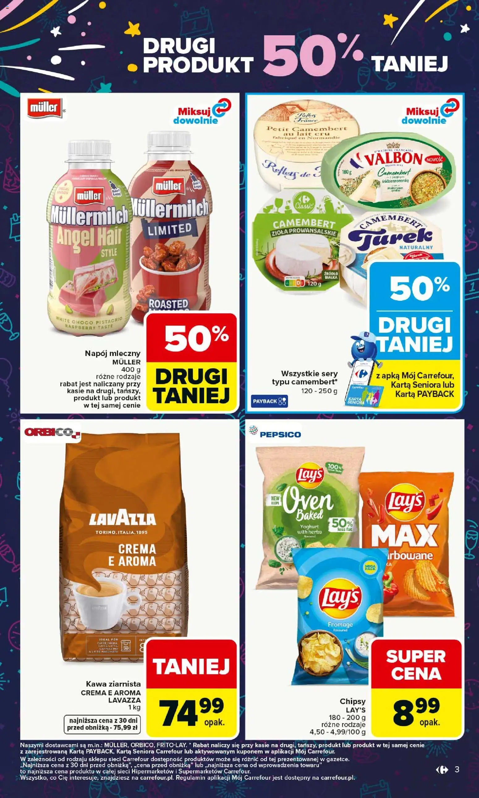 Carrefour Gazetka od 29.12.2025 | Strona: 3 | Produkty: Karta, Lavazza, Sery, Kawa