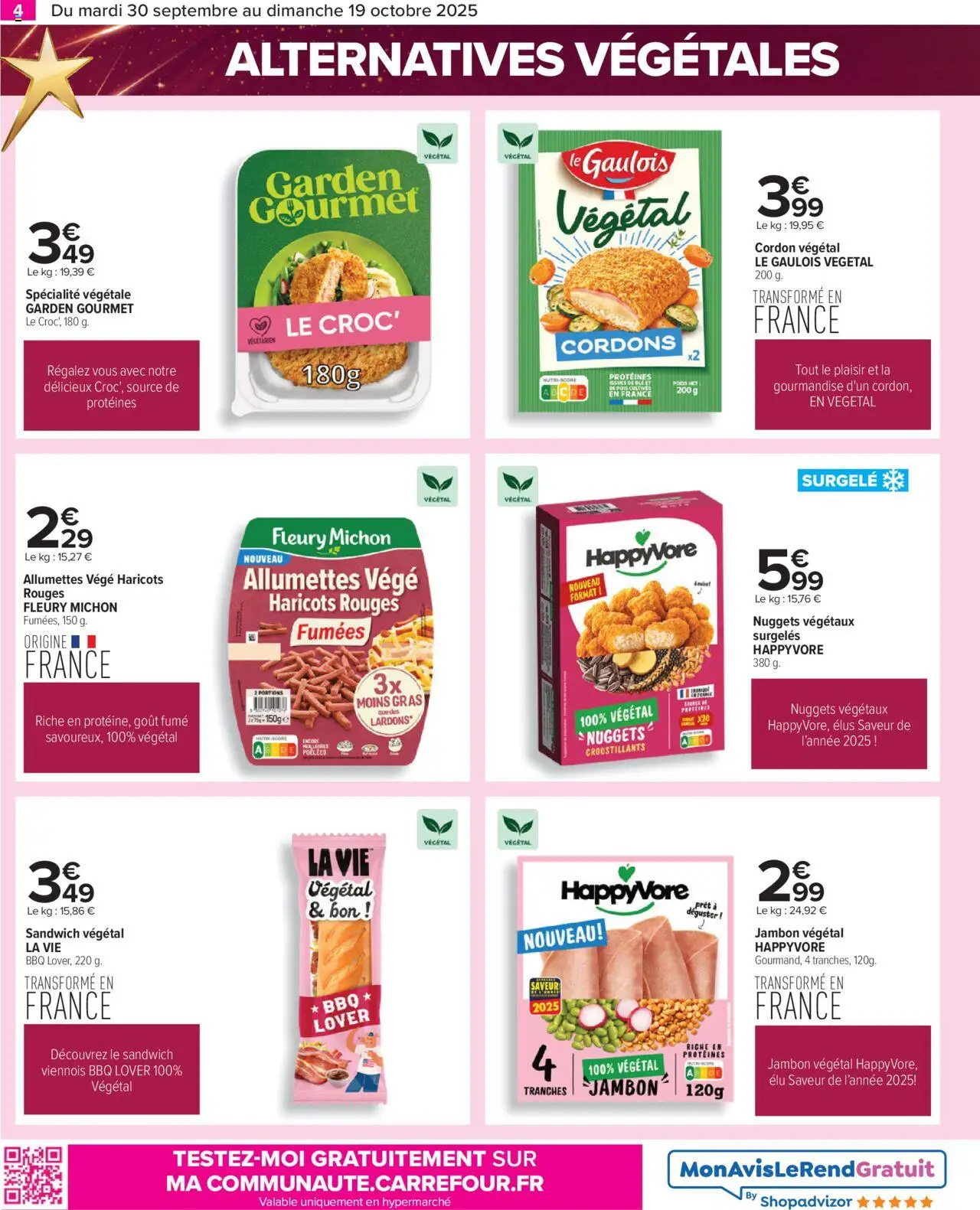  | Page: 4 | Produits: Sandwich, Lardons, Haricots rouges, Jambon