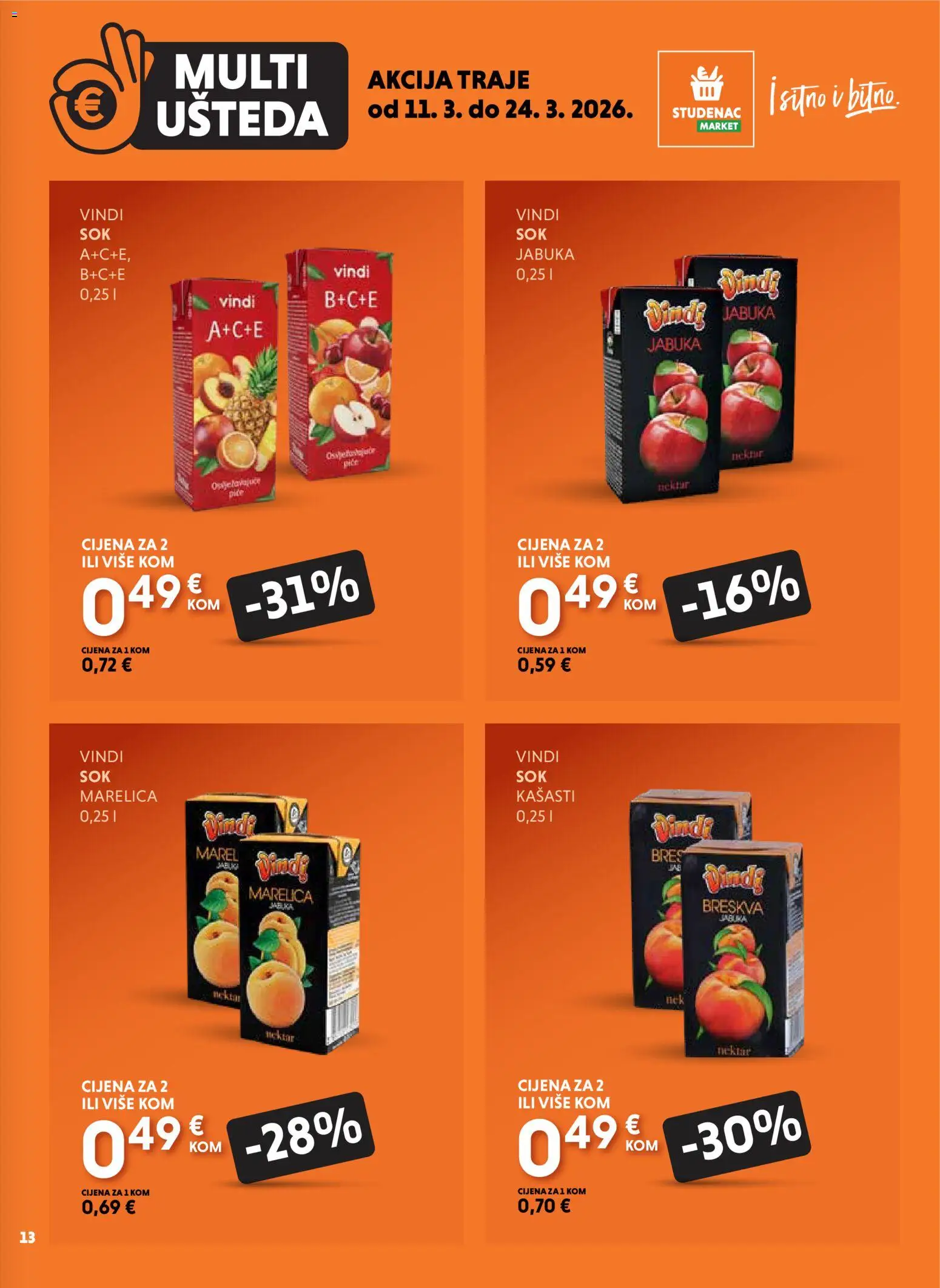 Studenac katalog | vrijedi od 11.03.2026 | Stranica: 13 | Proizvodi: Breskva, Jabuka