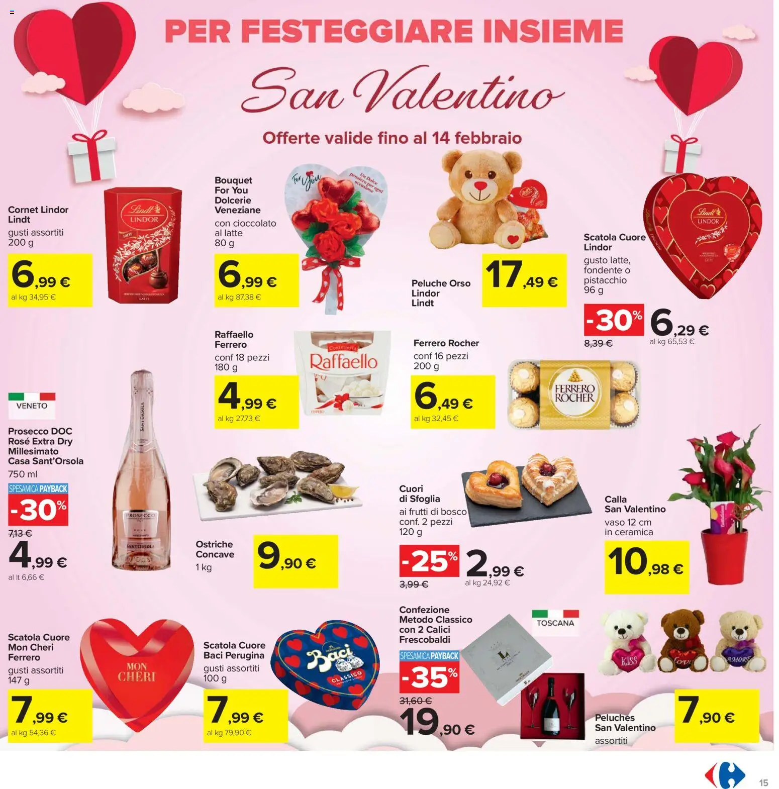 Volantino Carrefour del 06.02.2026 | Pagina: 15 | Prodotti: Cioccolato, Prosecco, Latte, Vaso