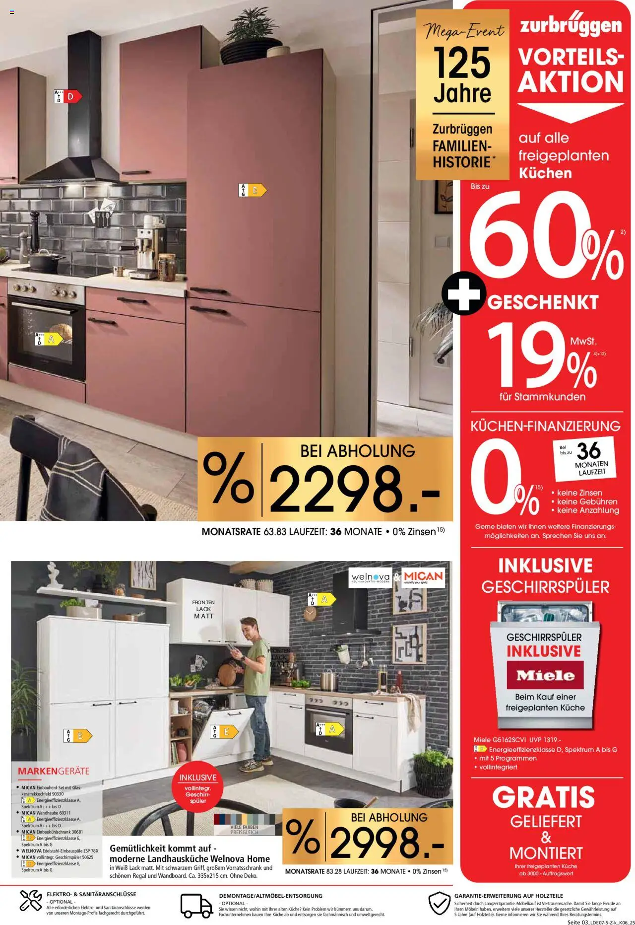 Zurbrüggen  Küchen für Ihr Zuhause - gültig ab dem 26.07.2025 | Seite: 3 | Produkte: Miele, Geschirrspüler, Regal, Kuchen