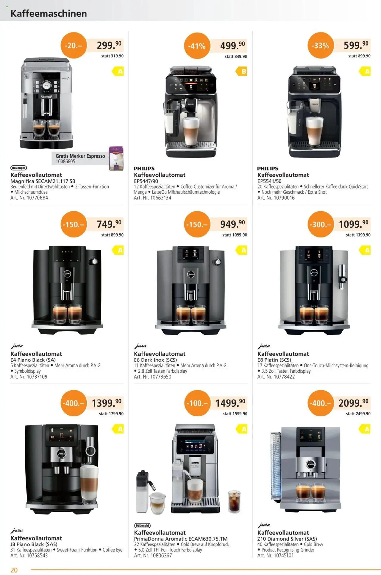 Fust Aktionen ab 26.05.2025 | Seite: 20 | Produkte: Jura, Kaffee, Kaffeevollautomat, Philips