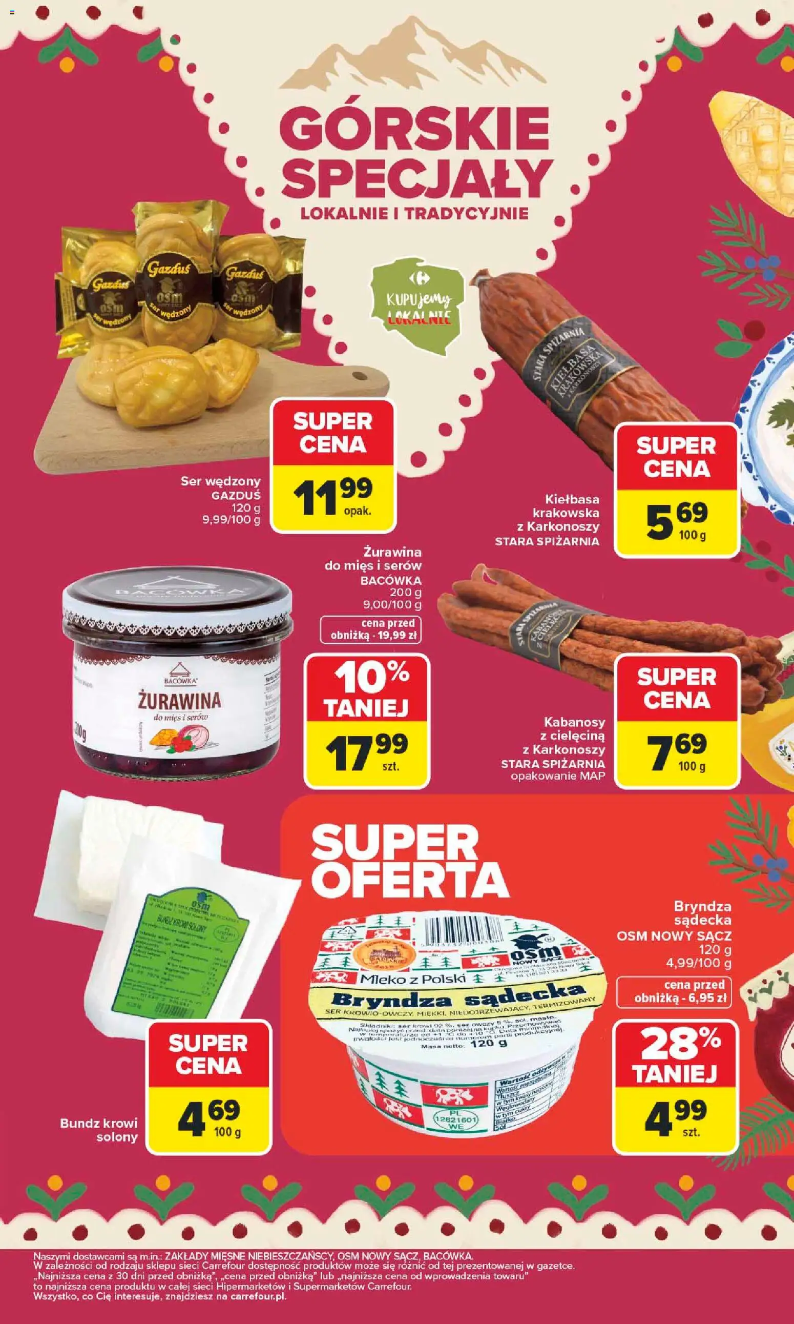 Carrefour Gazetka - Górskie Specjały od 19.01.2026 | Strona: 3 | Produkty: Kiełbasa, Kabanosy, Żurawina, Bryndza