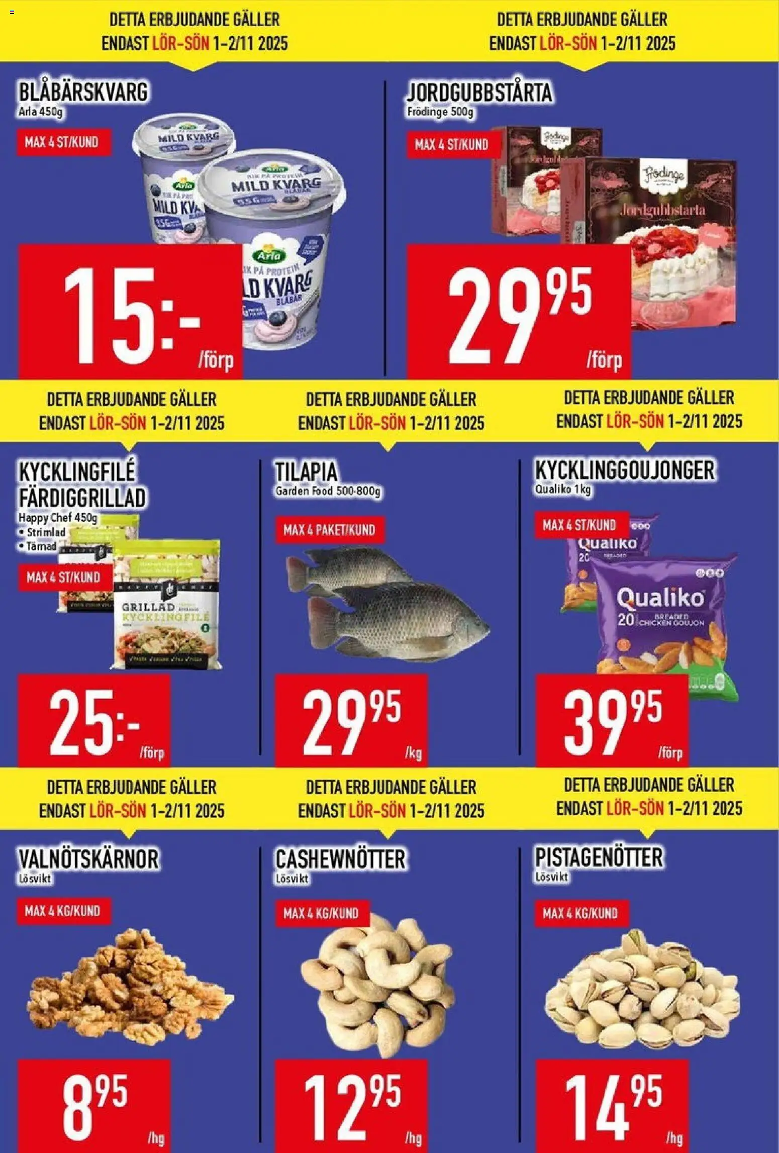 Matdax reklamblad aktuell från 27.10.2025 | Sida: 7 | Produkter: Kycklingfile, Galler, Cashewnötter, Kvarg