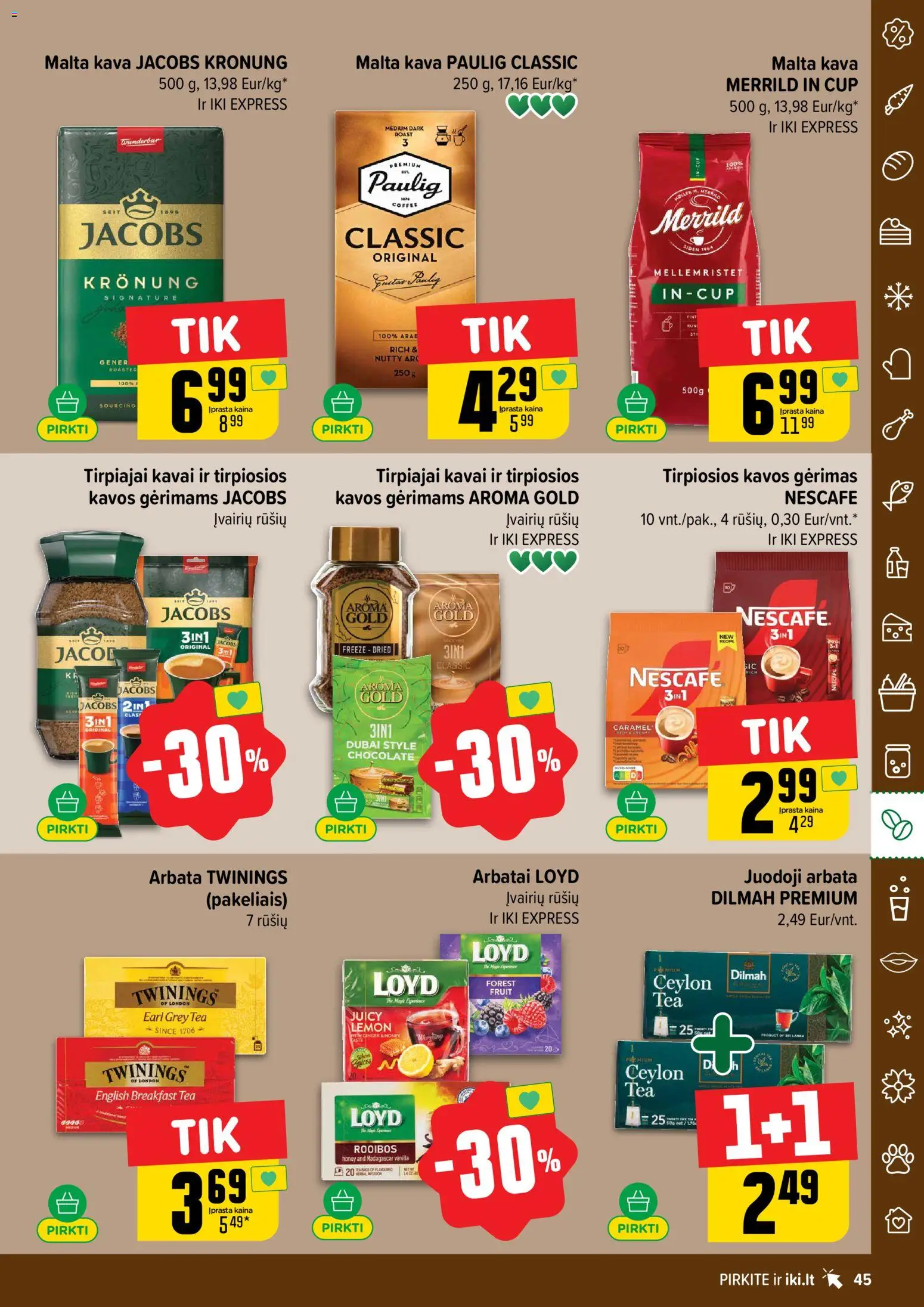 IKI akcijos nuo 02.03.2026 | Puslapis: 45 | Prekių: Kava, Arbata