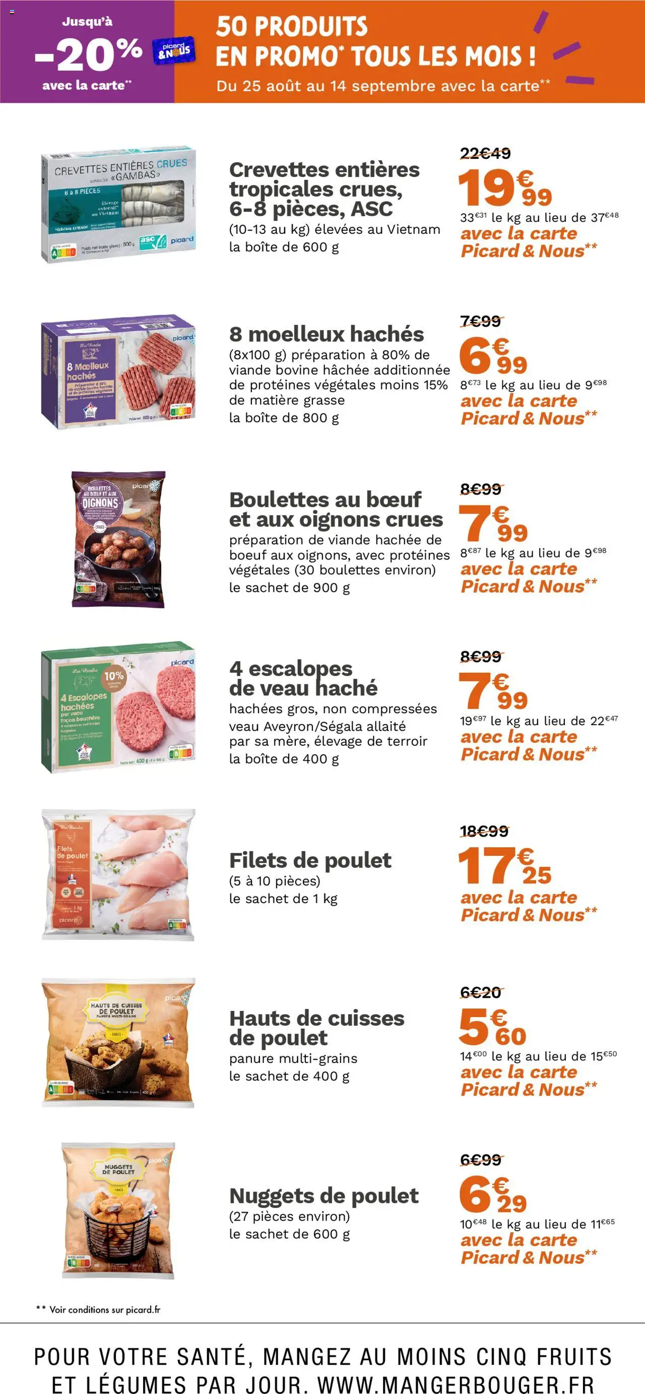  | Page: 9 | Produits: Cuisses de poulet, Crevettes, Oignons, Viande bovine