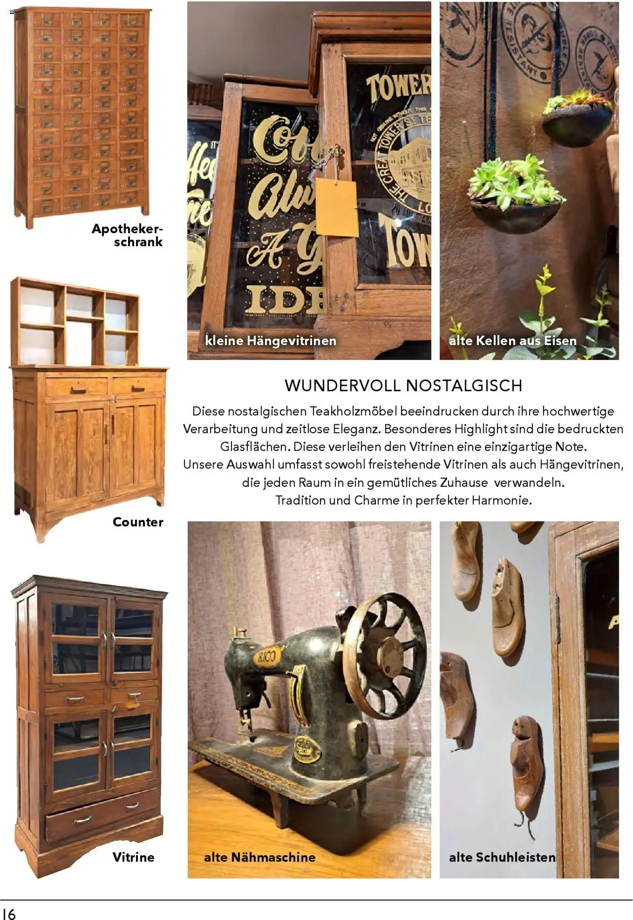 Rahaus  Antique und Vintage - gültig ab dem 10.07.2024 | Seite: 16 | Produkte: Nähmaschine, Vitrine, Schrank
