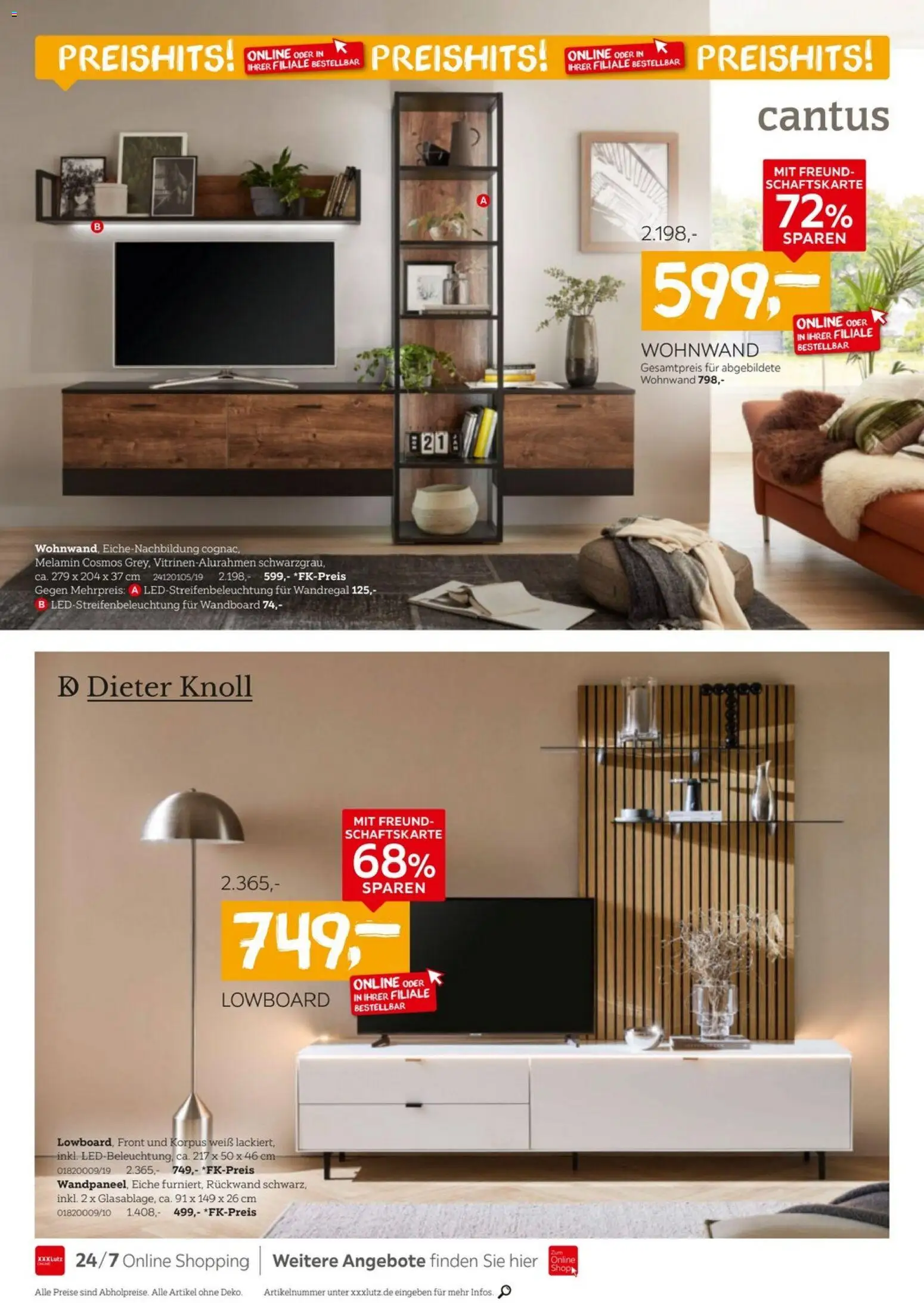 XXXLutz Wohnen Preishits – gültig ab 04.04.2026 | Seite: 4 | Produkte: Wohnwand, Lowboard, Wandregal, Wandboard