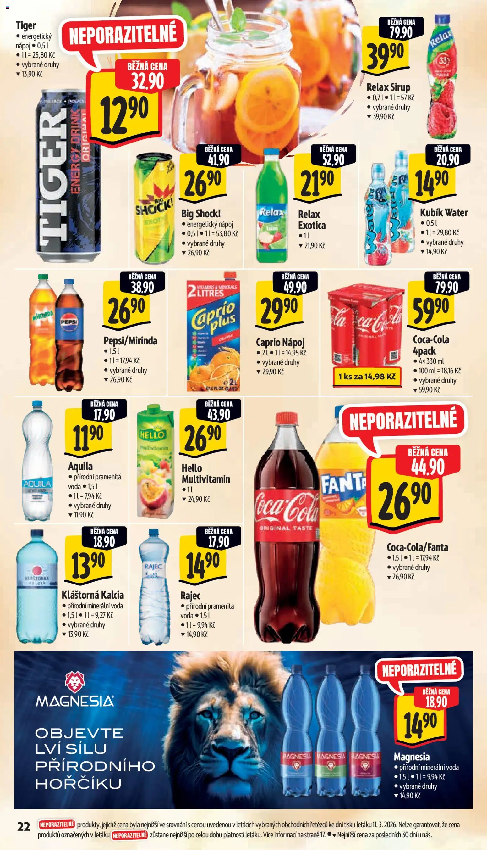 Albert leták - Supermarket - Brno od 18.03.2026 | Strana: 34 | Produkty: Voda, Pepsi, Magnesia, Energetický nápoj