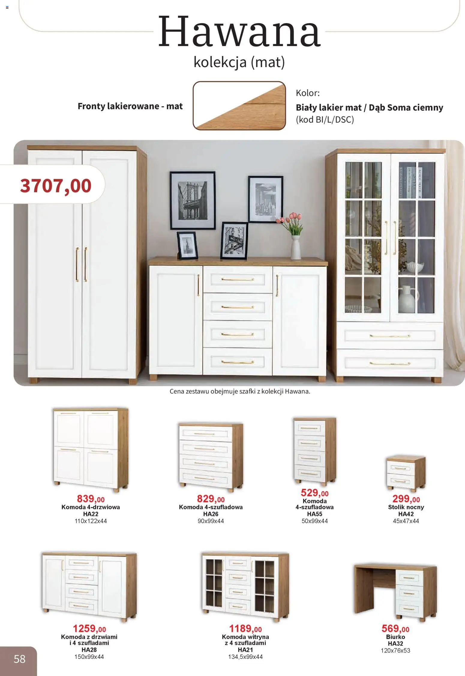 Bodzio Katalog od 01.01.2026 | Strona: 58 | Produkty: Komoda, Stolik nocny, Biurko, Witryna