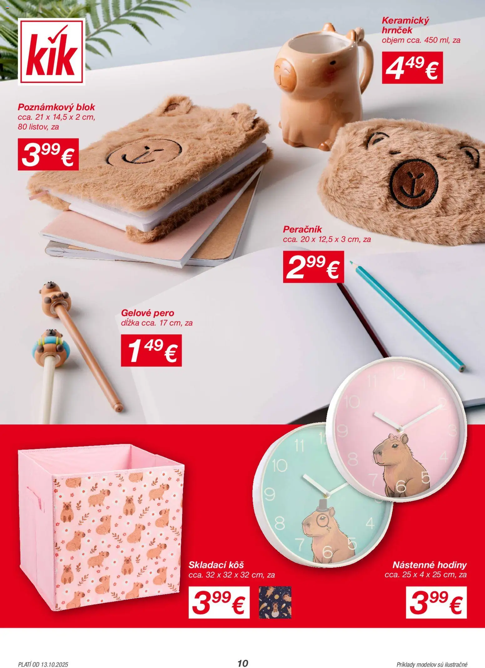 Nové Kik akcie – leták je platný od 13.10.2025 | Strana: 10 | Produkty: Nástenne hodiny, Hodiny, Kôš