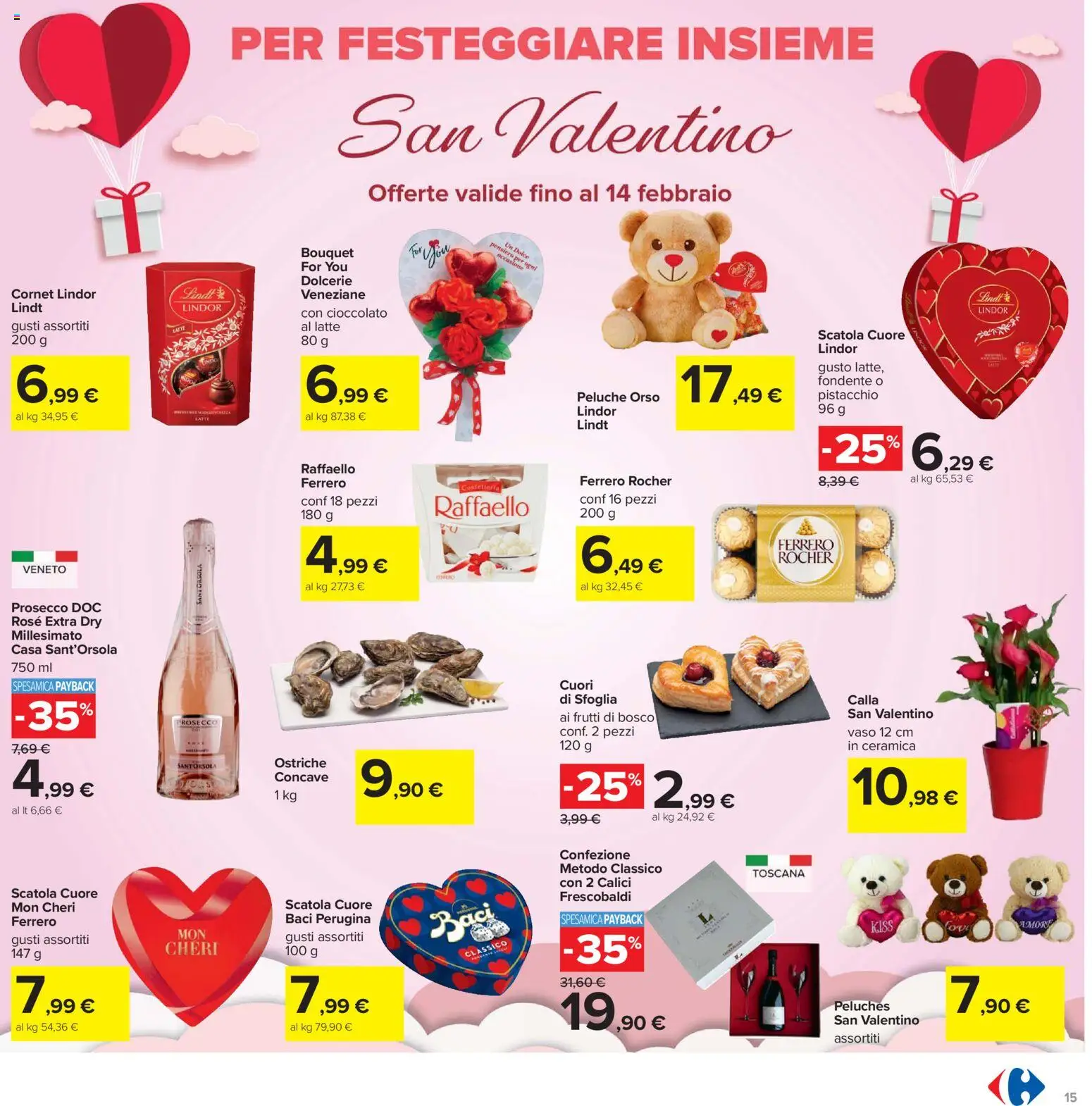 Volantino Carrefour del 06.02.2026 | Pagina: 15 | Prodotti: Peluche, Latte, Scatola, Vaso