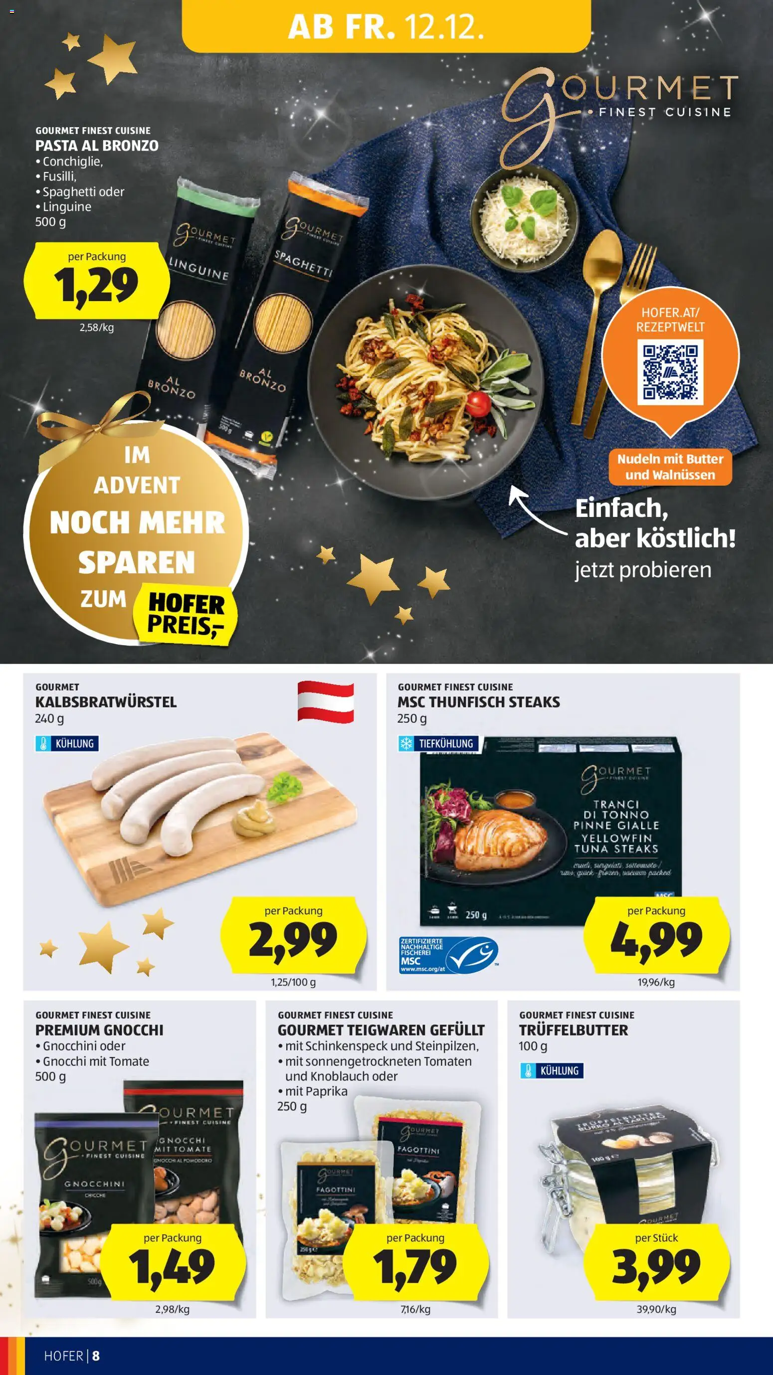 Hofer Flugblatt gültig ab 12.12.2025 | Seite: 14 | Produkte: Knoblauch, Hajdina liszt, Tomaten, Nudeln