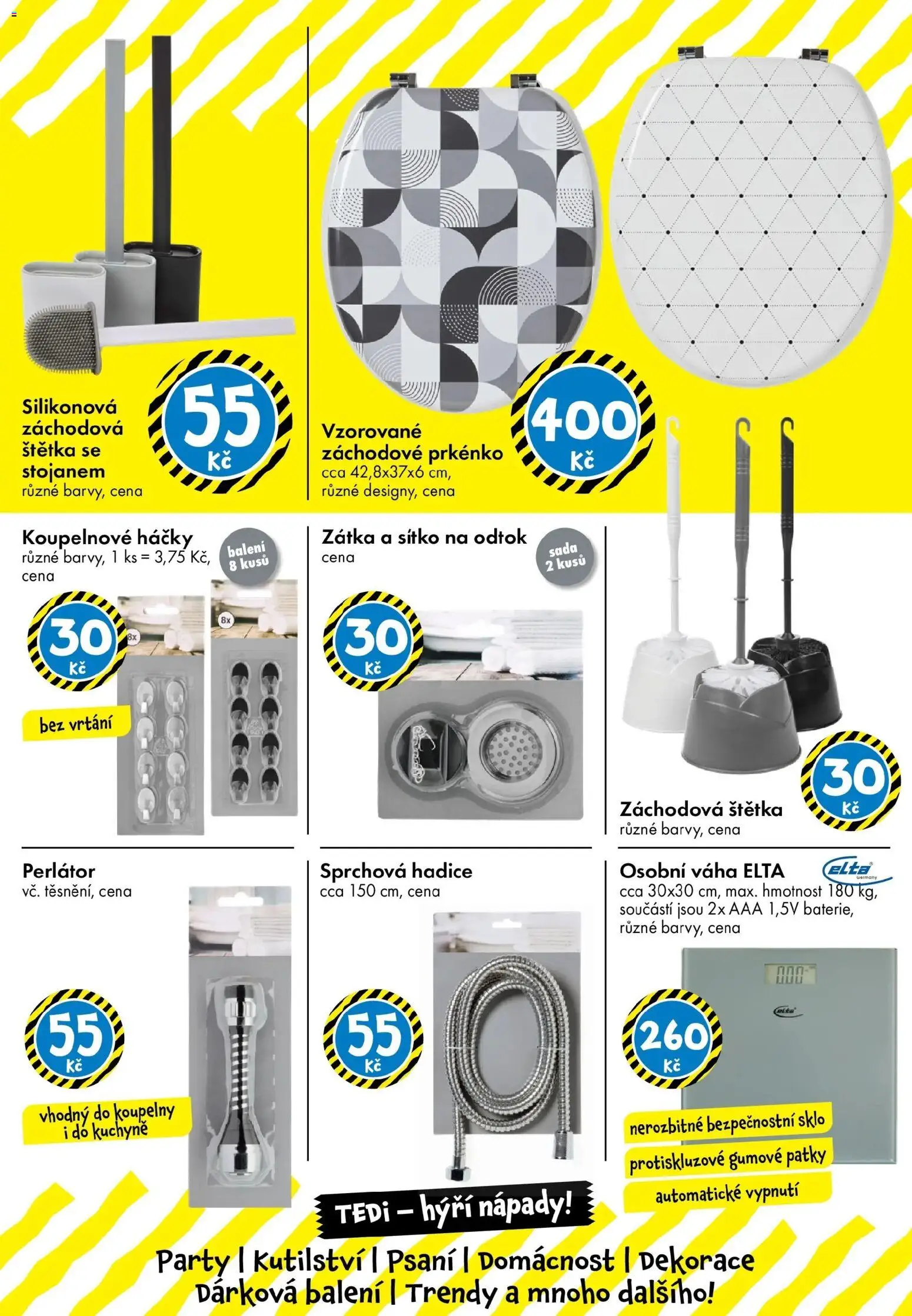 TEDi leták - Praha, Ostrava, Plzeň od 13.02.2026 | Strana: 12 | Produkty: Sprchová hadice, Sítko, Váha, Perlátor