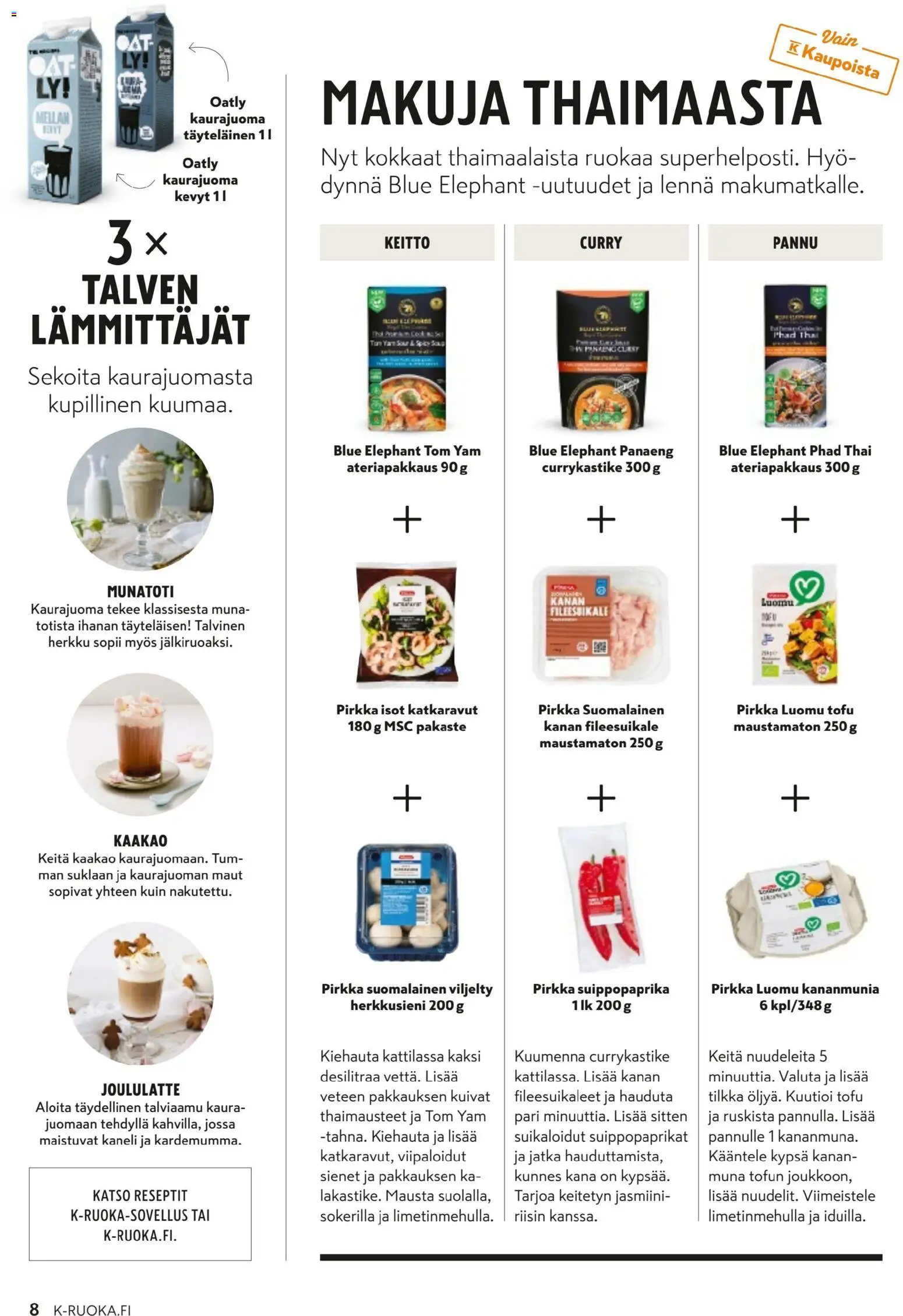 K-Supermarket - K-Ruoka – voimassa 03.12.2025 alkaen | Sivu: 8 | Tuotteet: Kaneli, Kaura, Kaurajuoma, Keitto