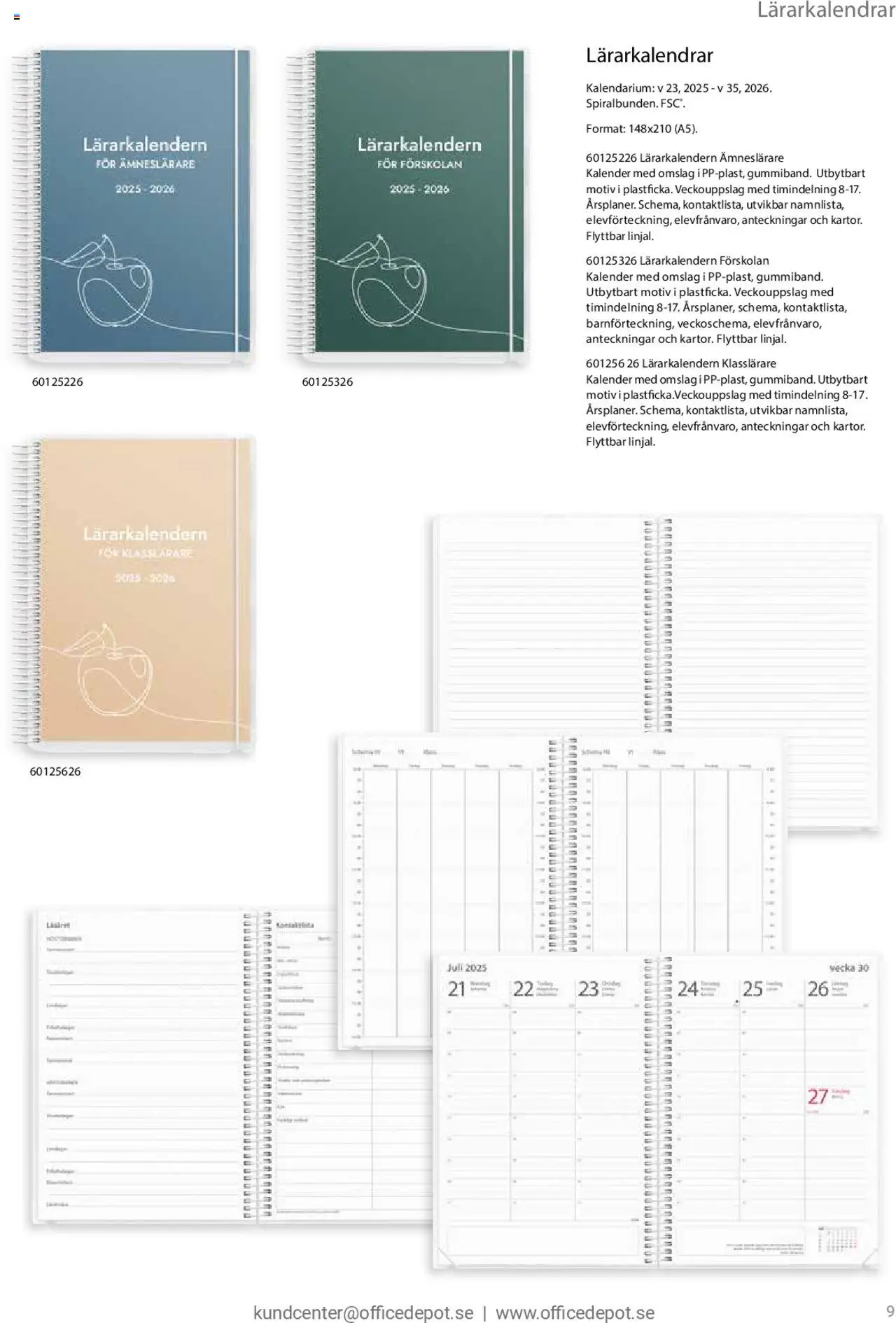 Office Depot reklamblad aktuell från 11.08.2025 | Sida: 9 | Produkter: Kalender