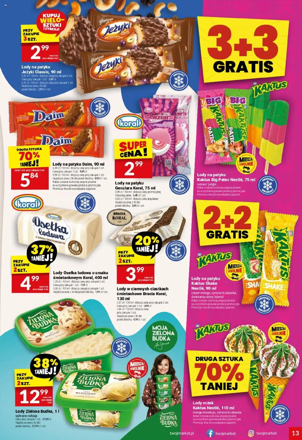 Twój Market Gazetka od 27.08.2025 | Strona: 13 | Produkty: Osełka, Lody na patyku, Lody waniliowe, Lody