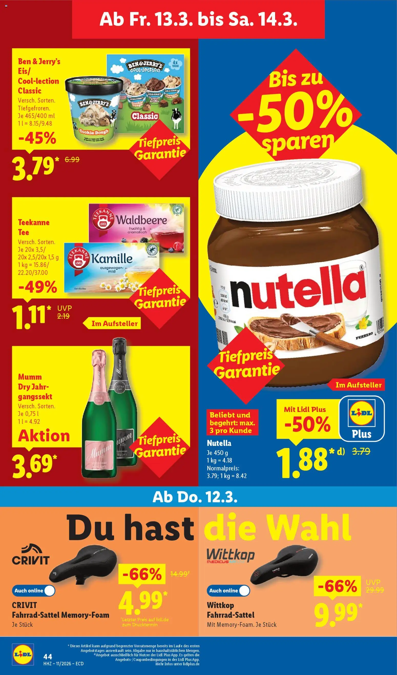 Lidl Prospekt – gültig ab 09.03.2026 | Seite: 68 | Produkte: Nutella, Ben & Jerry's, Teekanne