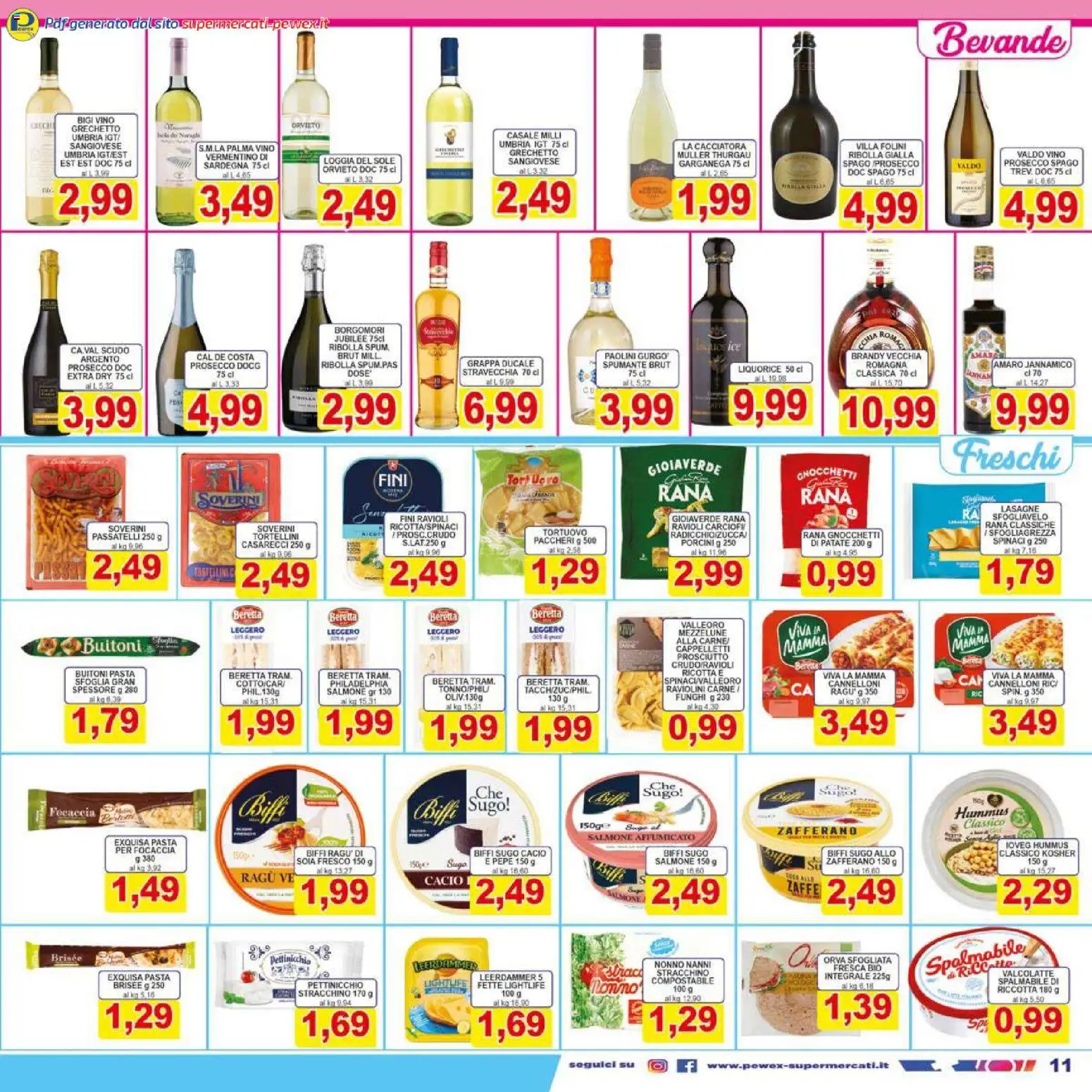 Volantino Pewex del 07.01.2026 | Pagina: 11 | Prodotti: Focaccia, Prosecco, Ragú, Ravioli