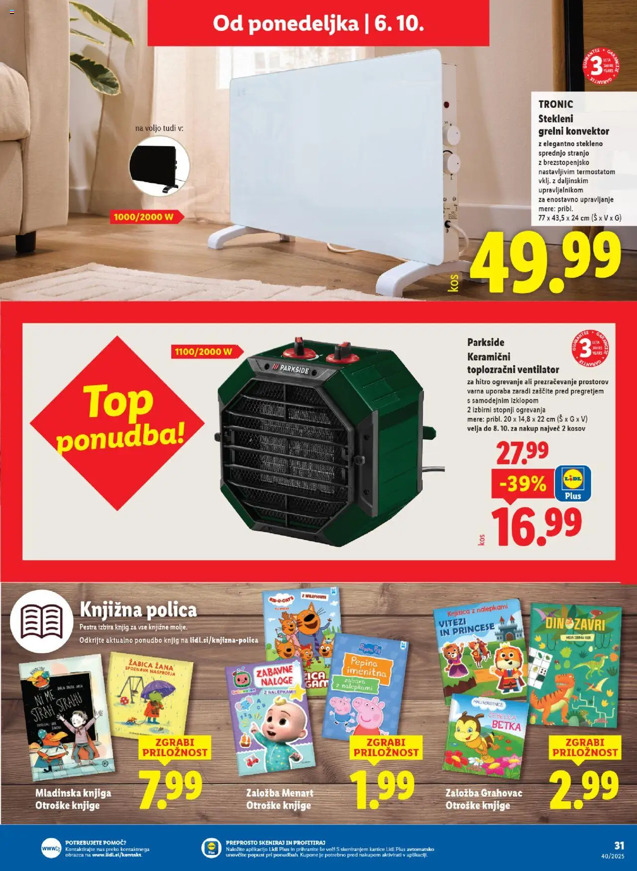Novi Lidl katalog ponudbe – veljaven od 02.10.2025 | Stran: 65 | Izdelki: Ventilator, Polica, Knjiga