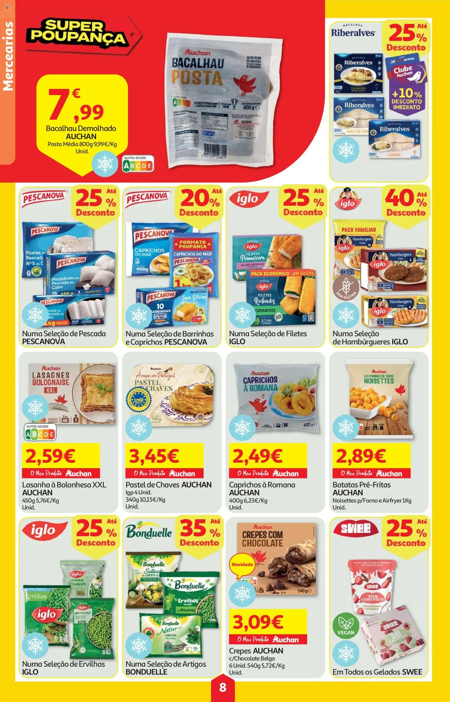 Auchan folheto │ válido de 13.11.2025 | Página: 8 | Produtos: Forno, Bacalhau, Pescada do cabo, Chocolate