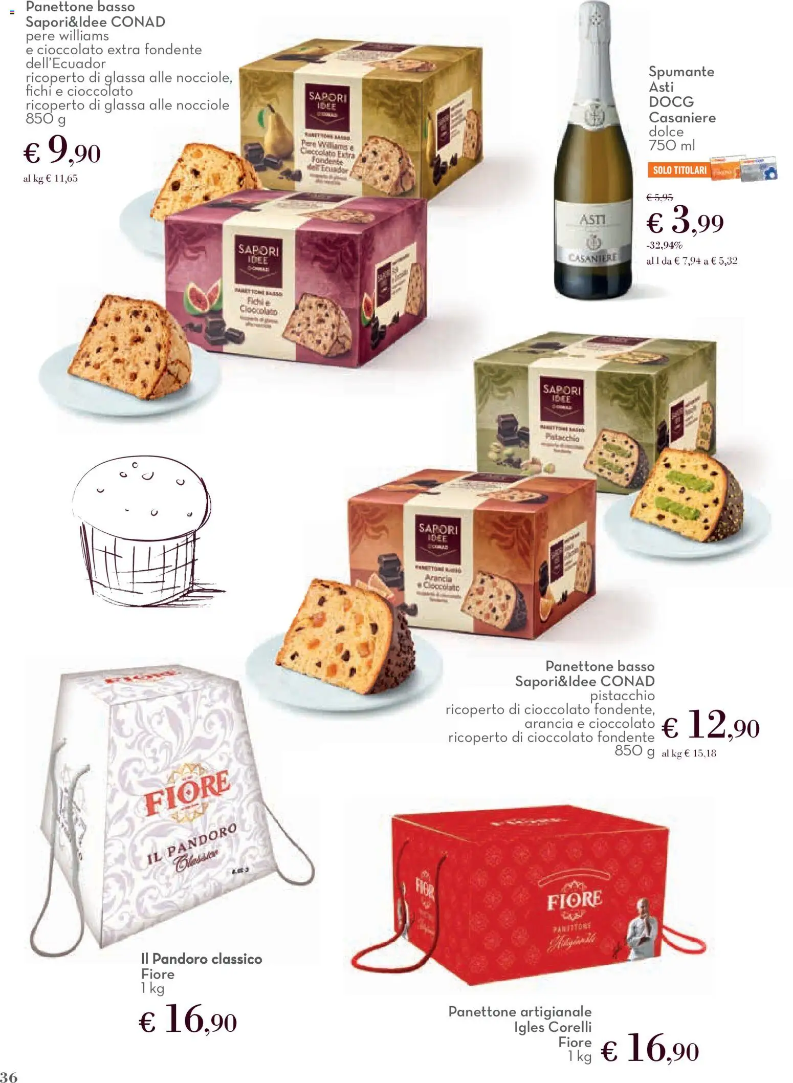 Volantino Conad del 01.12.2025 | Pagina: 36 | Prodotti: Pandoro, Panettone, Spumante, Glassa