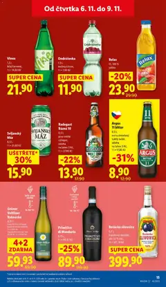 Náhled letáku Argus 11 bitter, 0,5 l, extra chmelený světlý ležák, záloha na lahev 3 Kč od 06.11.2025 | Strana: 15