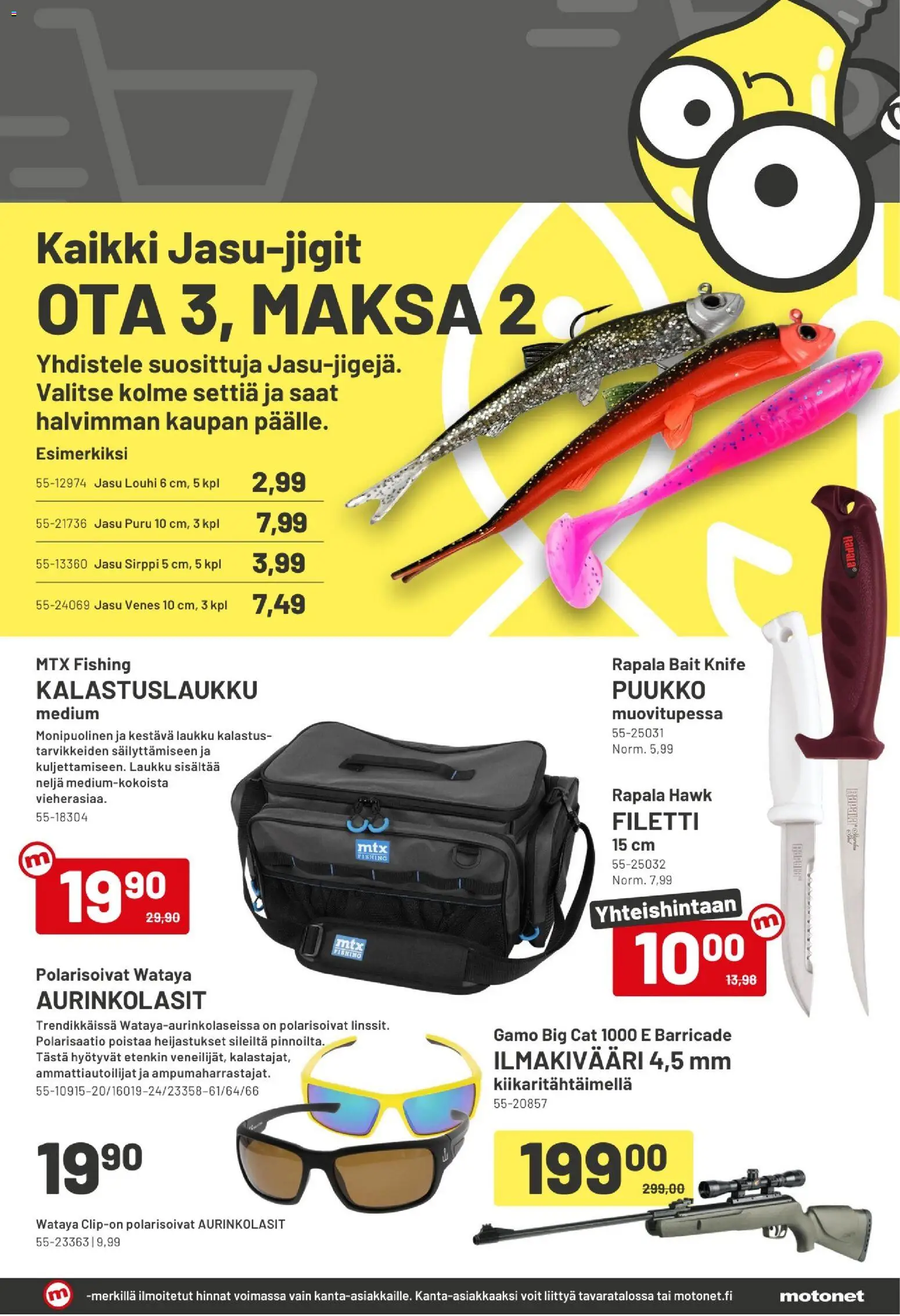 Motonet tarjoukset – voimassa 22.04.2026 alkaen | Sivu: 7 | Tuotteet: Puukko, Ilmakivääri, Aurinkolasit, Sirppi