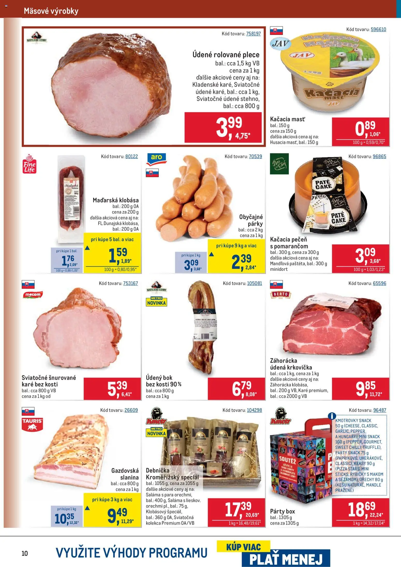 Nové Metro akcie – leták je platný od 10.12.2025 | Strana: 10 | Produkty: Saláma, Slanina, Orechy, Mandle