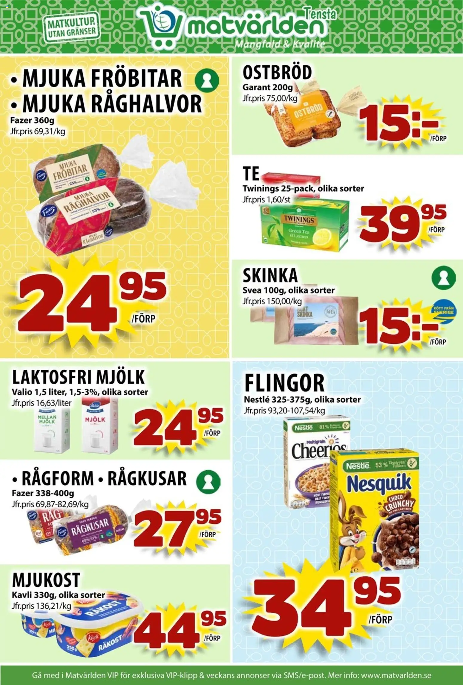 Matvärlden reklamblad aktuell från 17.11.2025 | Sida: 5 | Produkter: Mjölk, Skinka, Mjukost, Flingor