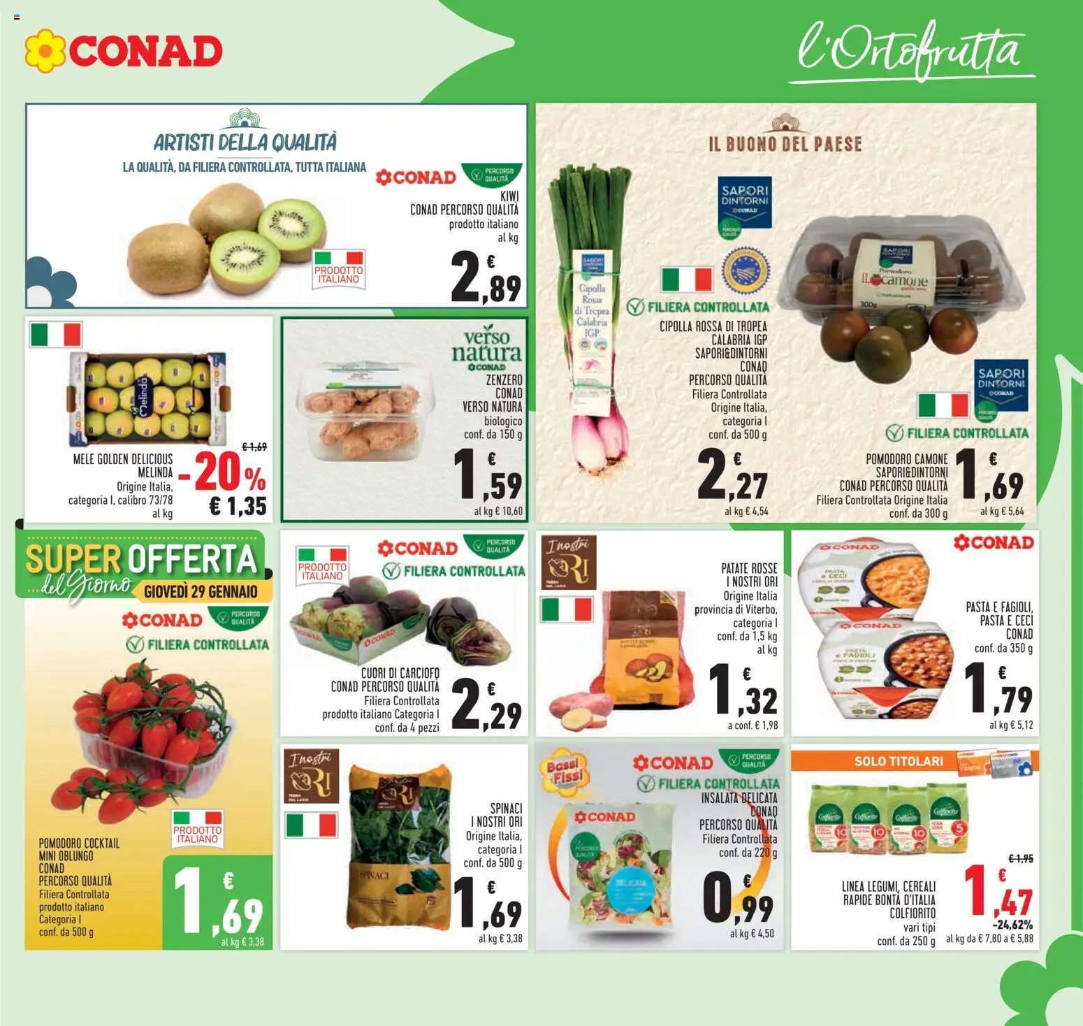 Volantino Conad del 29.01.2026 | Pagina: 13 | Prodotti: Cereali, Patate, Pomodoro, Pasta