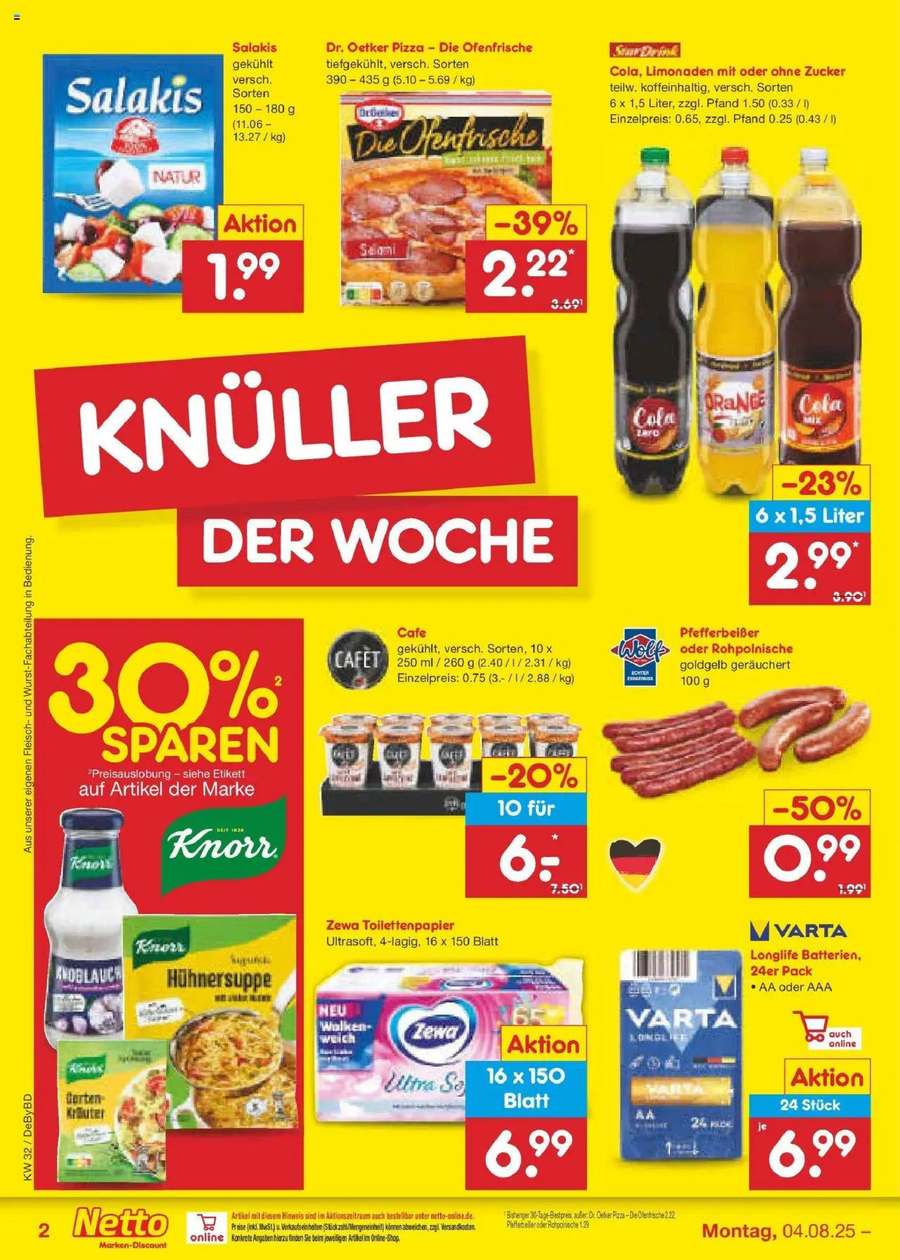Netto Marken-Discount prospekt Buttenwiesen	 - gültig ab dem 04.08.2025 | Seite: 2 | Produkte: Cola, Zewa, Zucker, Knoblauch