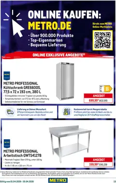Metro Professional Non-Food Flyer ab 01.04.2026 gültig | Seite: 13 | Produkte: Arbeitstisch, Tür, Kühlschrank