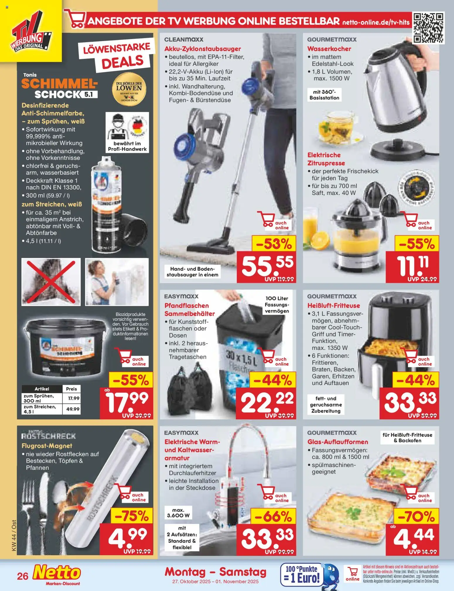 Netto Marken-Discount Prospekt 	 – gültig ab 27.10.2025 | Seite: 30 | Produkte: Wasserkocher, Steckdose, Armatur, Heißluftfritteuse