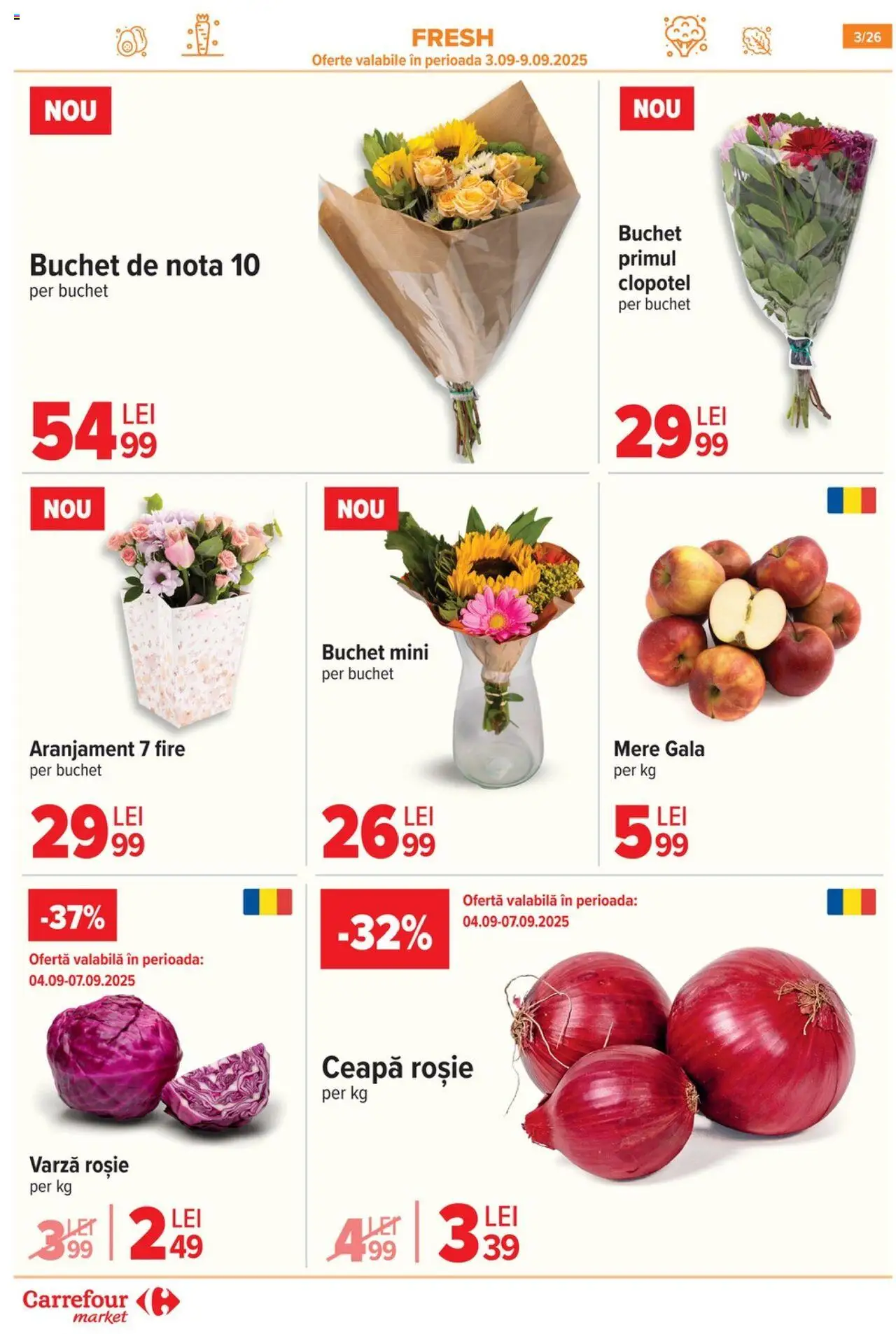 Carrefour catalog - Market – valabil de la 03.09.2025 | Pagină: 4 | Produse: Varză, Mere, Ceapă