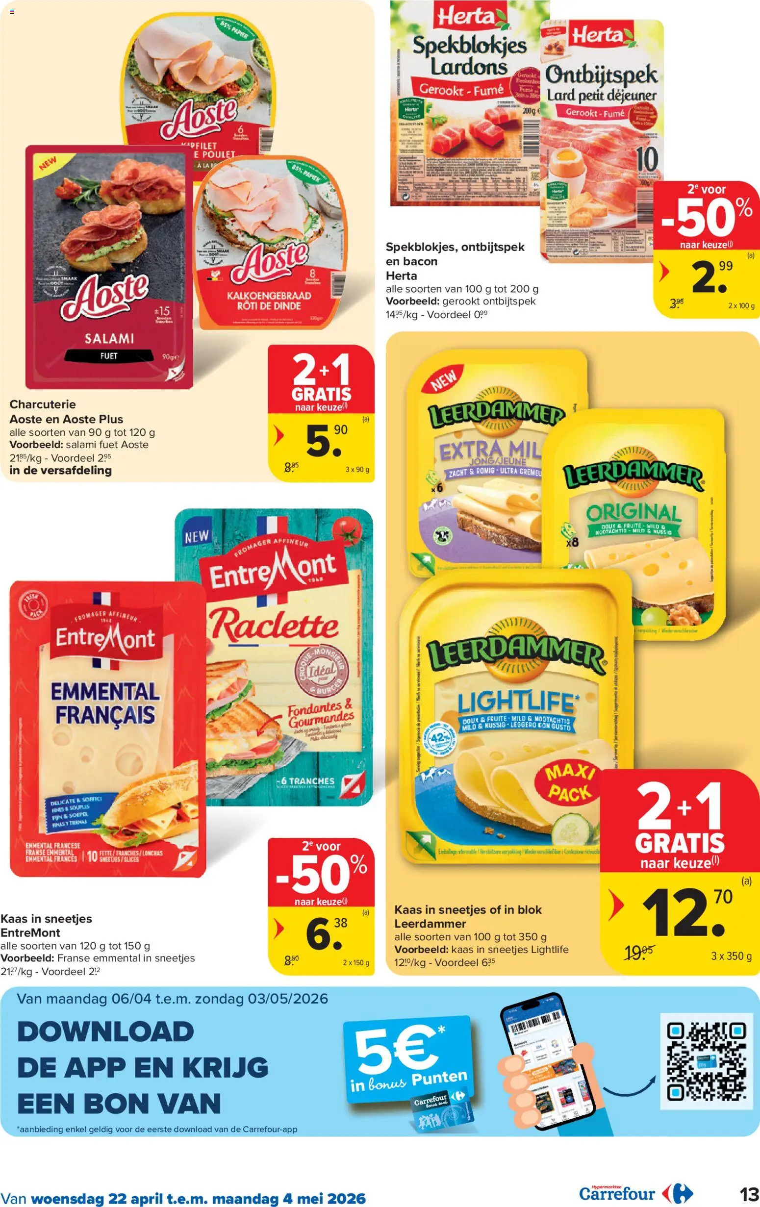 {H1} | Pagina: 13 | Producten: Bacon, Papier, Kaas, Salami