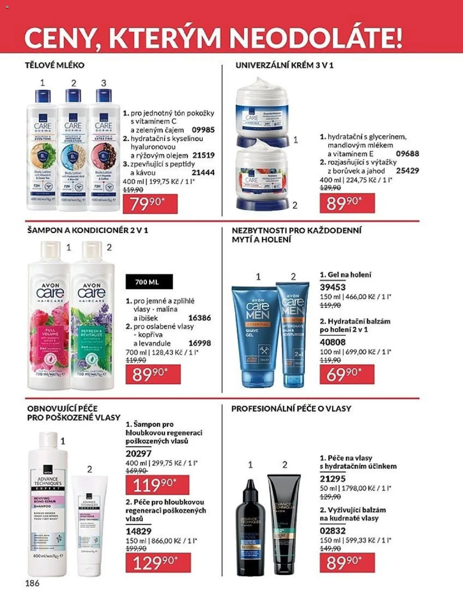 Avon katalog 1/2026 od 01.01.2026 | Strana: 186 | Produkty: Gel na holení, Krém, Šampon, Kondicionér