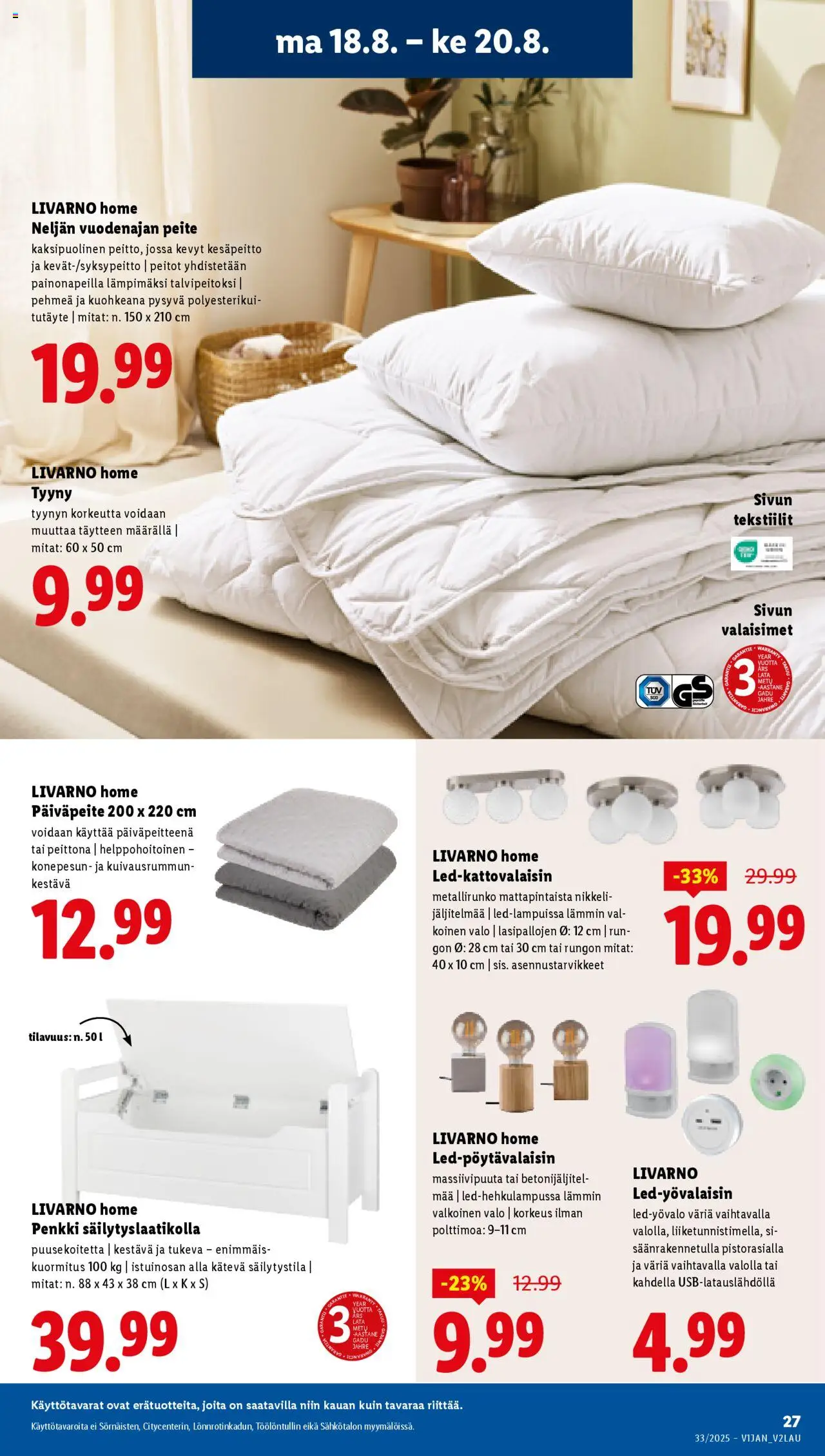  | Sivu: 31 | Tuotteet: Tyyny, Päiväpeite, Penkki