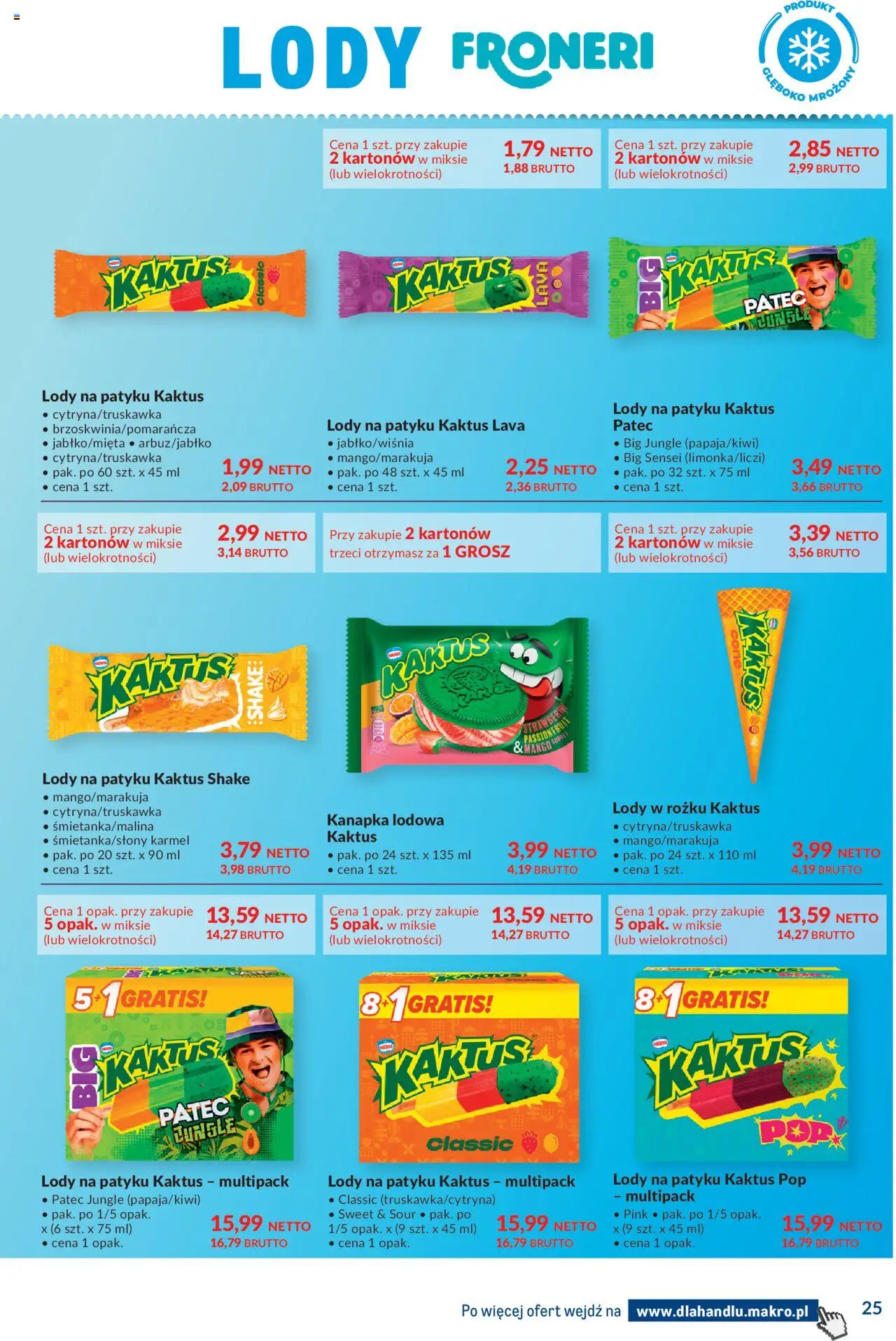 Makro Gazetka - Dystrybucja do sklepów od 19.08.2025 | Strona: 25 | Produkty: Lody na patyku, Sorbet, Lody