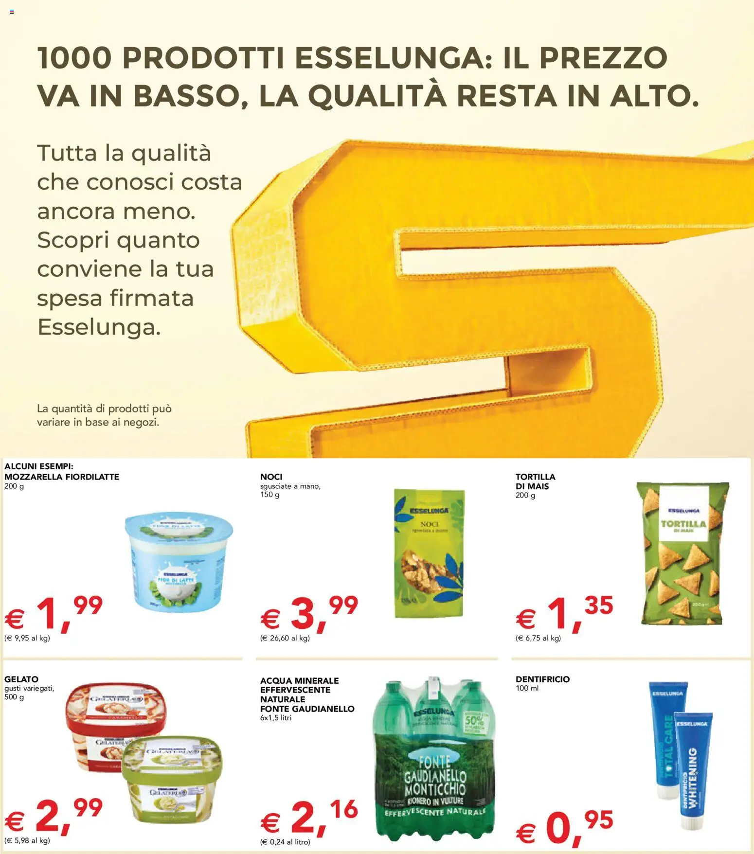 Volantino Esselunga S del 08.04.2026 | Pagina: 2 | Prodotti: Dentifricio, Gelato, Acqua, Noci