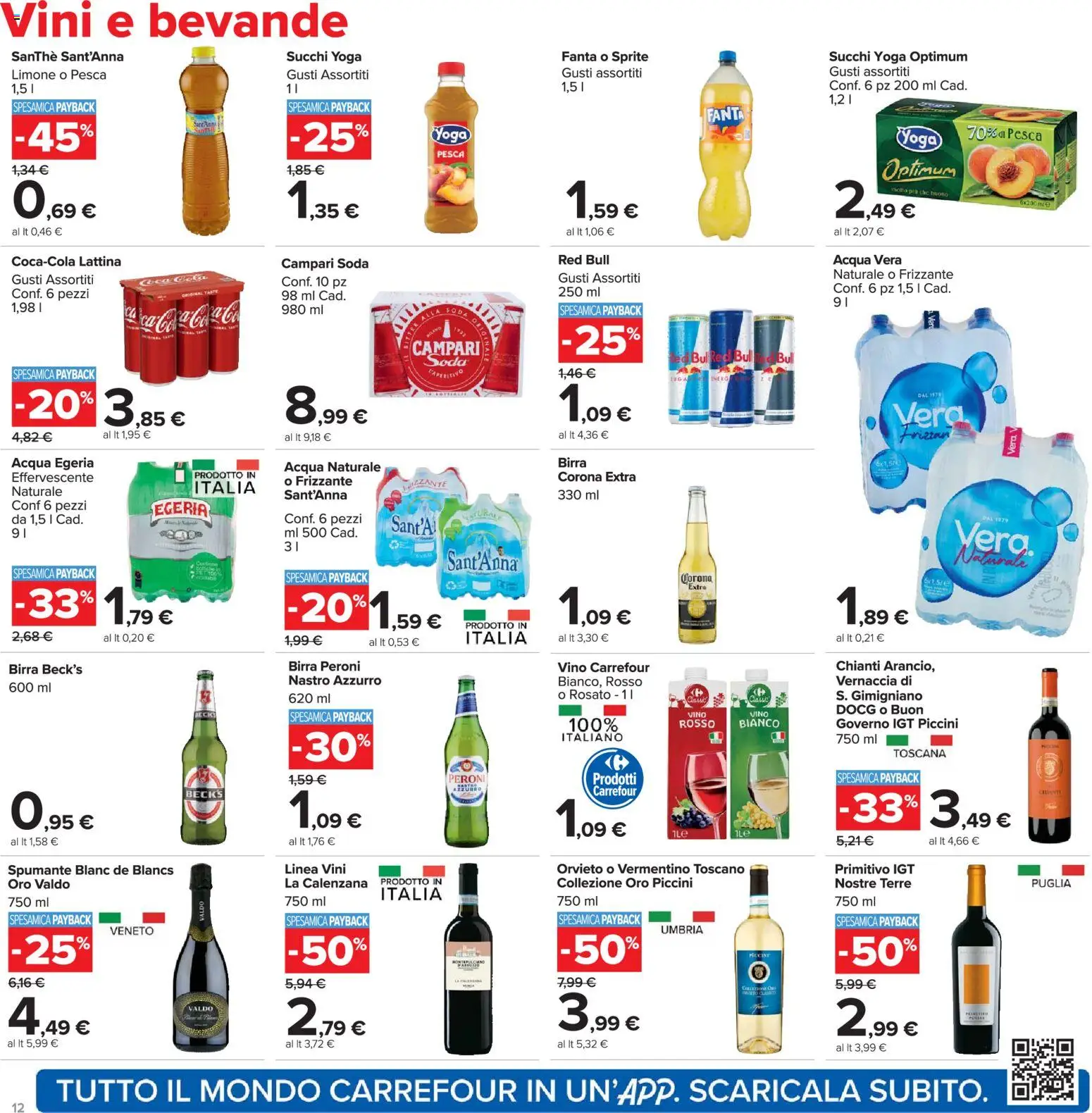 Volantino Carrefour del 13.03.2026 | Pagina: 12 | Prodotti: Birra, Vino, Pesca, Red Bull