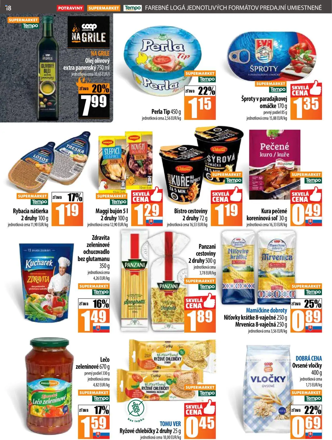 Nové COOP Jednota akcie – leták je platný od 25.09.2025 | Strana: 18 | Produkty: Olej, Bujón, Cestoviny, Omáčka