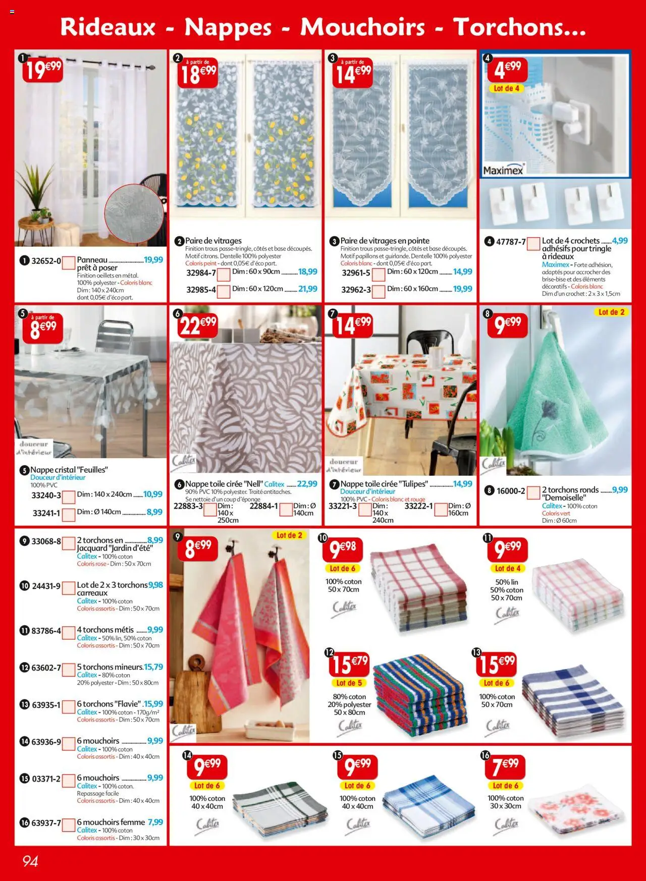  | Page: 94 | Produits: Base, Coton, Tulipes, Nappe
