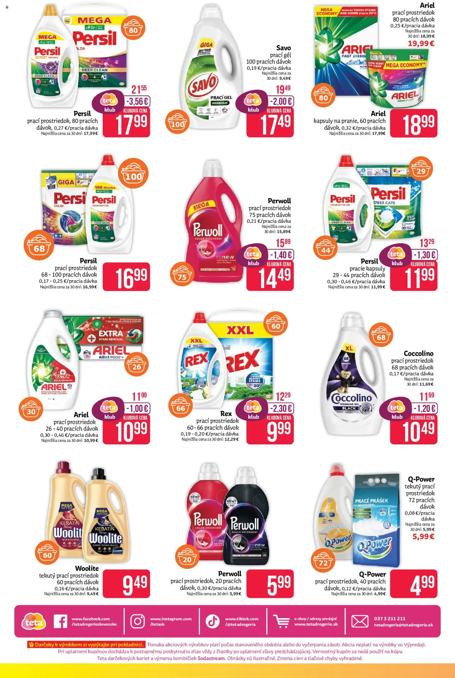 Nové Teta drogerie akcie – leták je platný od 16.02.2026 | Strana: 16 | Produkty: Persil, Savo, Ariel, Coccolino