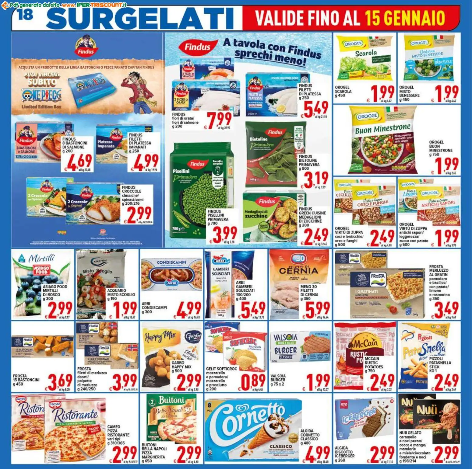 Volantino Ipertriscount del 07.01.2026 | Pagina: 18 | Prodotti: Cornetto, Ceci, Mozzarella, Funghi