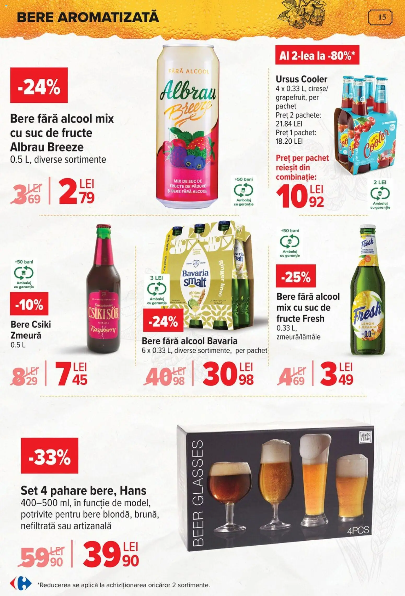 Noul catalog Carrefour – valabil de la 15.04.2026 | Pagină: 15 | Produse: Lime, Zmeură, Bere, Fructe