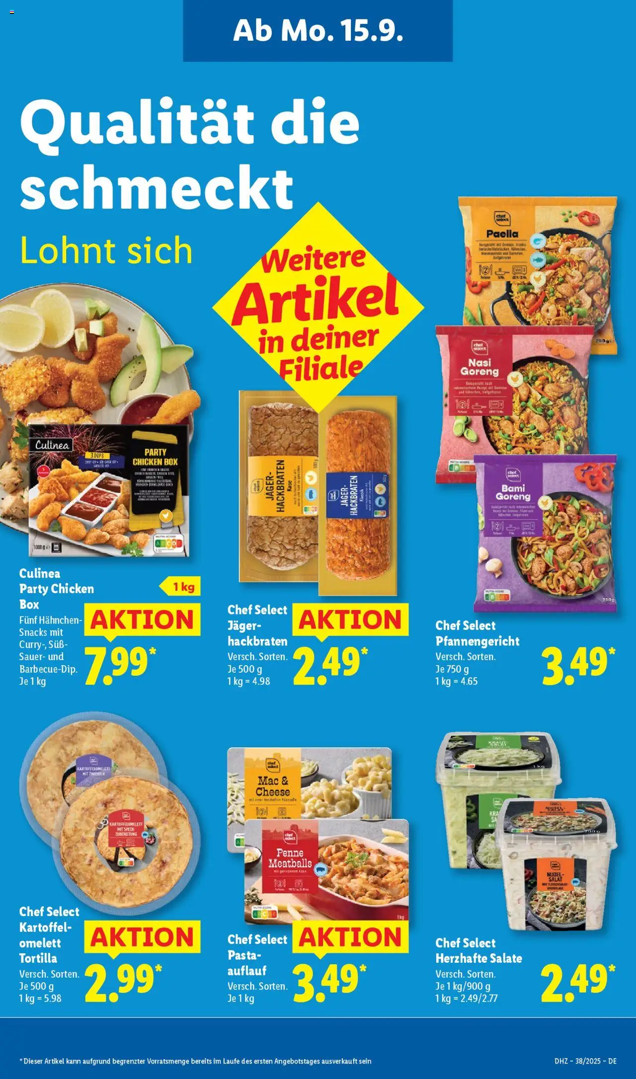 Lidl Prospekt 	 – gültig ab 15.09.2025 | Seite: 9 | Produkte: Hahnchen, Käse, Box, Salat