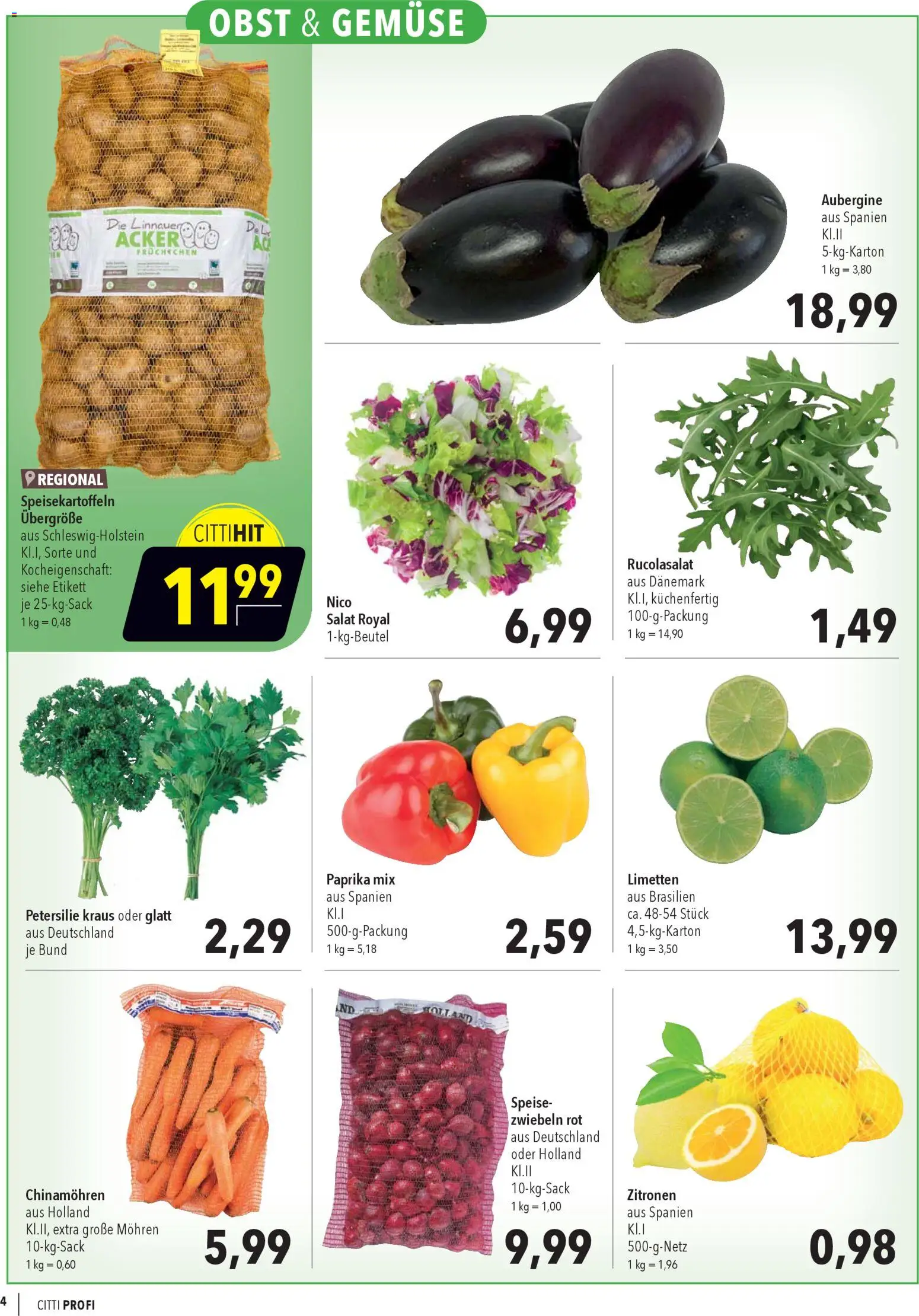 CITTI Markt Aktuelle Angebote für Profis – gültig ab 25.02.2026 | Seite: 4 | Produkte: Mohren, Zwiebeln, Petersilie, Zitronen