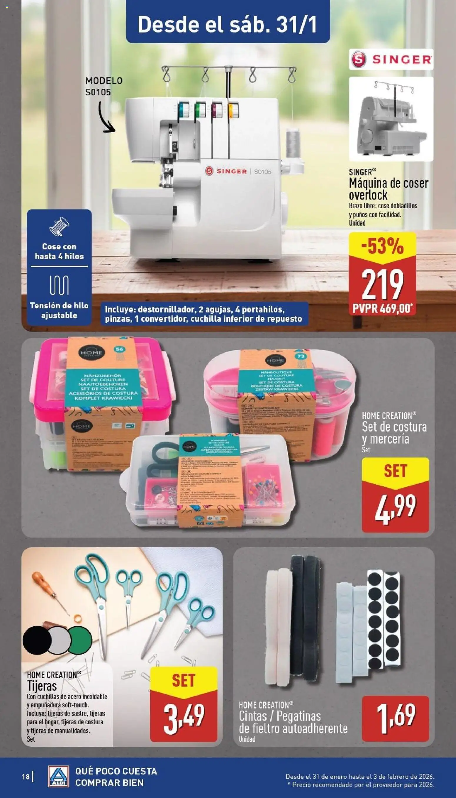 Aldi folleto Canarias │ válido desde el 26.01.2026 | Página: 18 | Productos: Máquina de coser